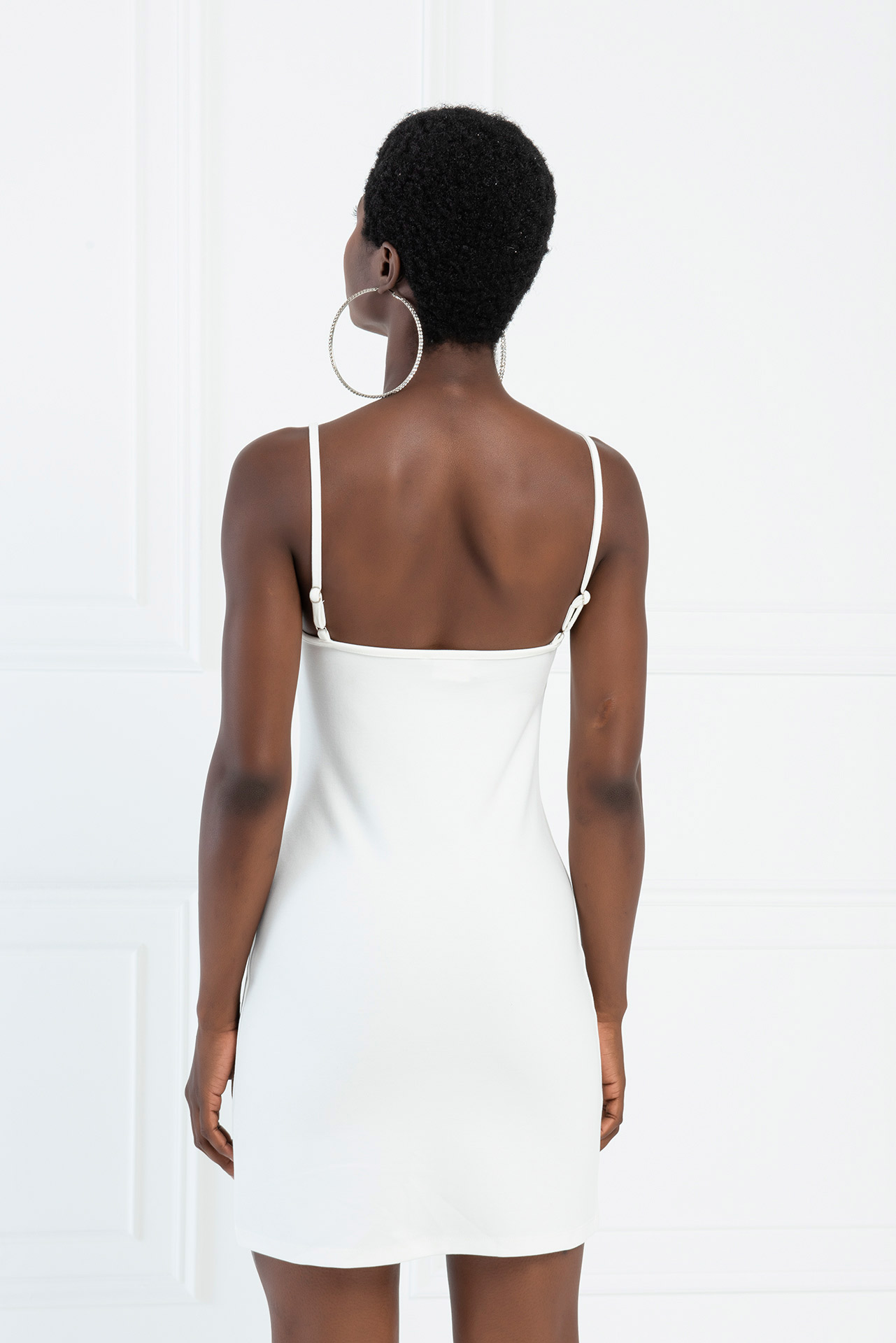 Wholesale Slit-Front Cami Mini Dress in Offwhite