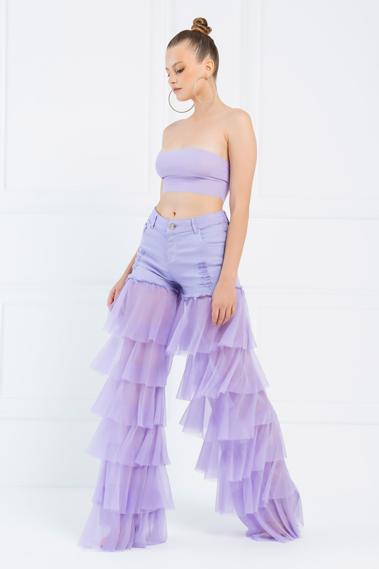 Широкая штанина с оборками New Lilac Брюки