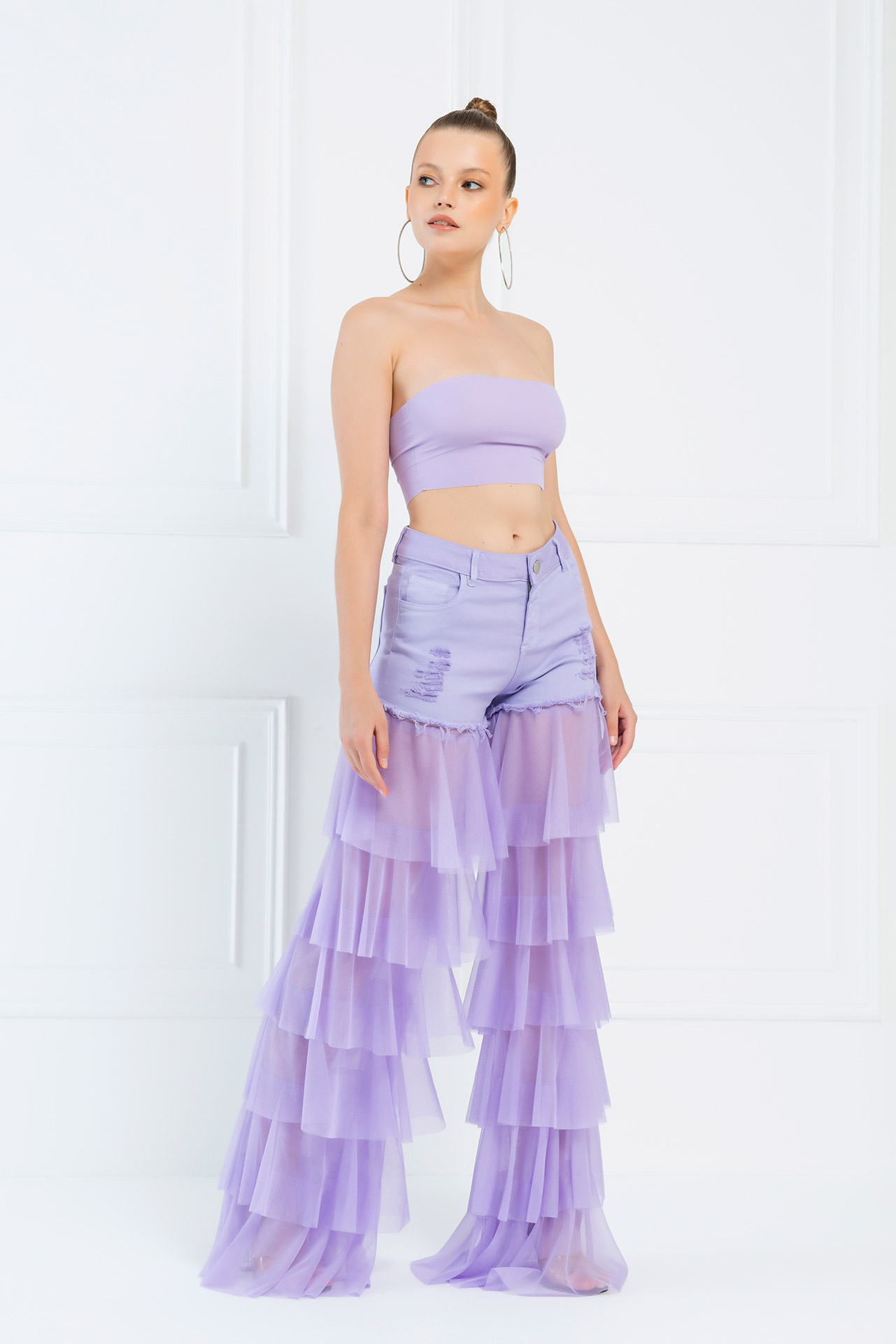 Широкая штанина с оборками New Lilac Брюки