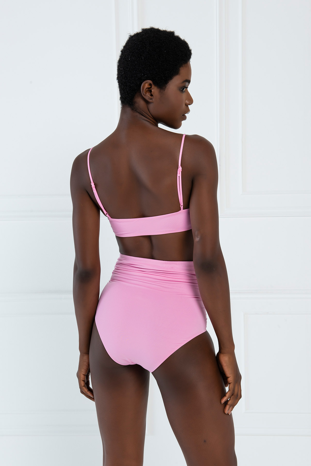 New Pink Ruched Bikini Set