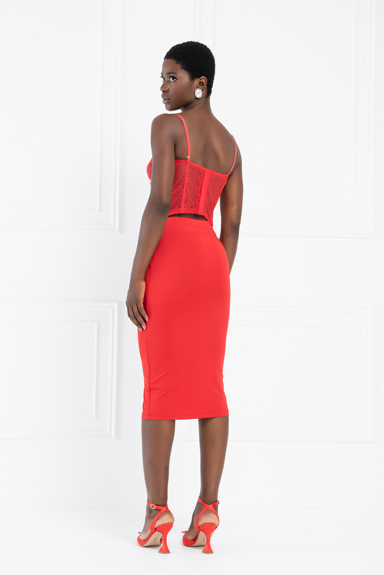 Wholesale Red Midi Skirt