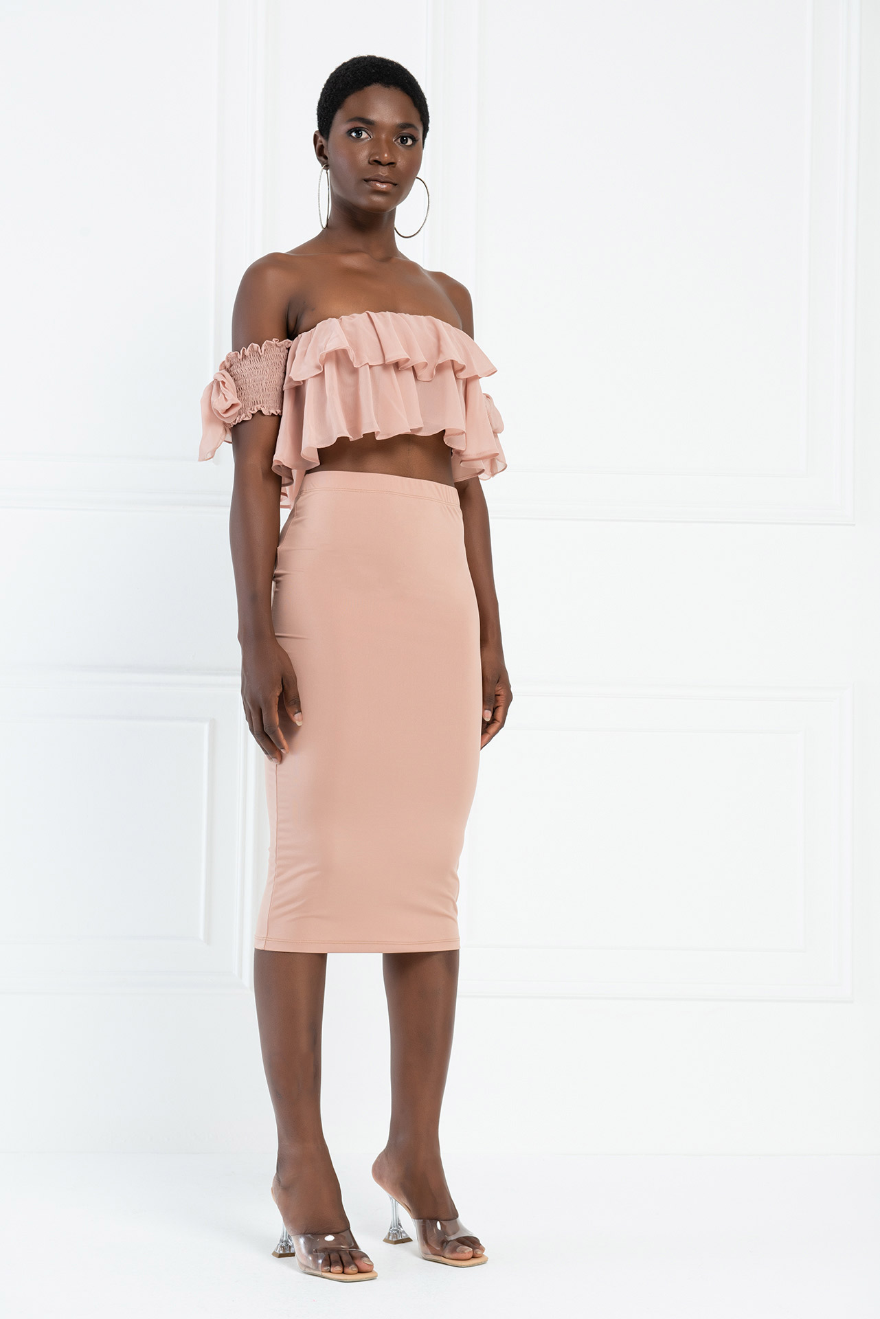 Wholesale Caramel Midi Skirt