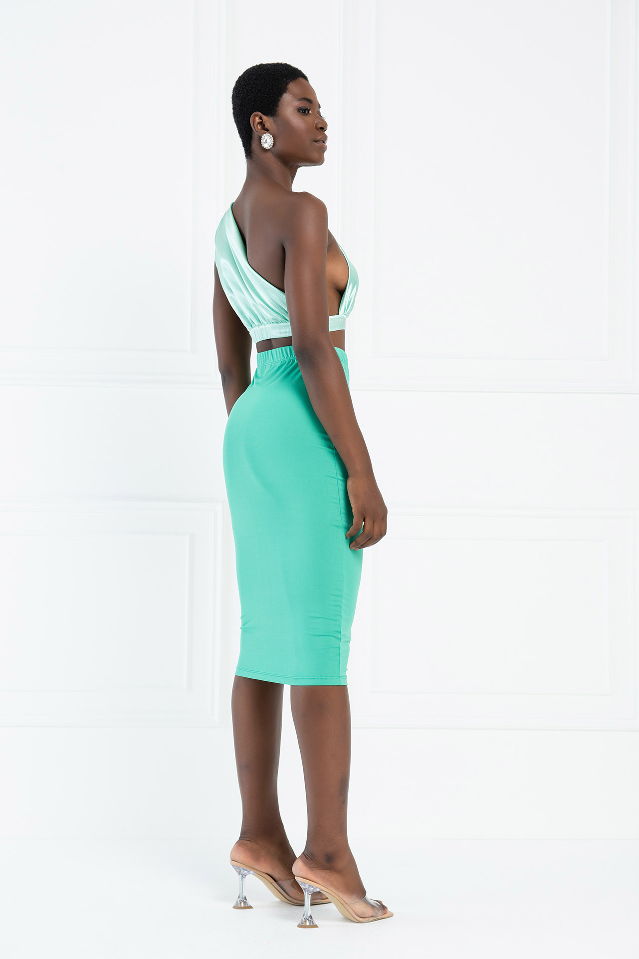 Wholesale New Green Midi Skirt