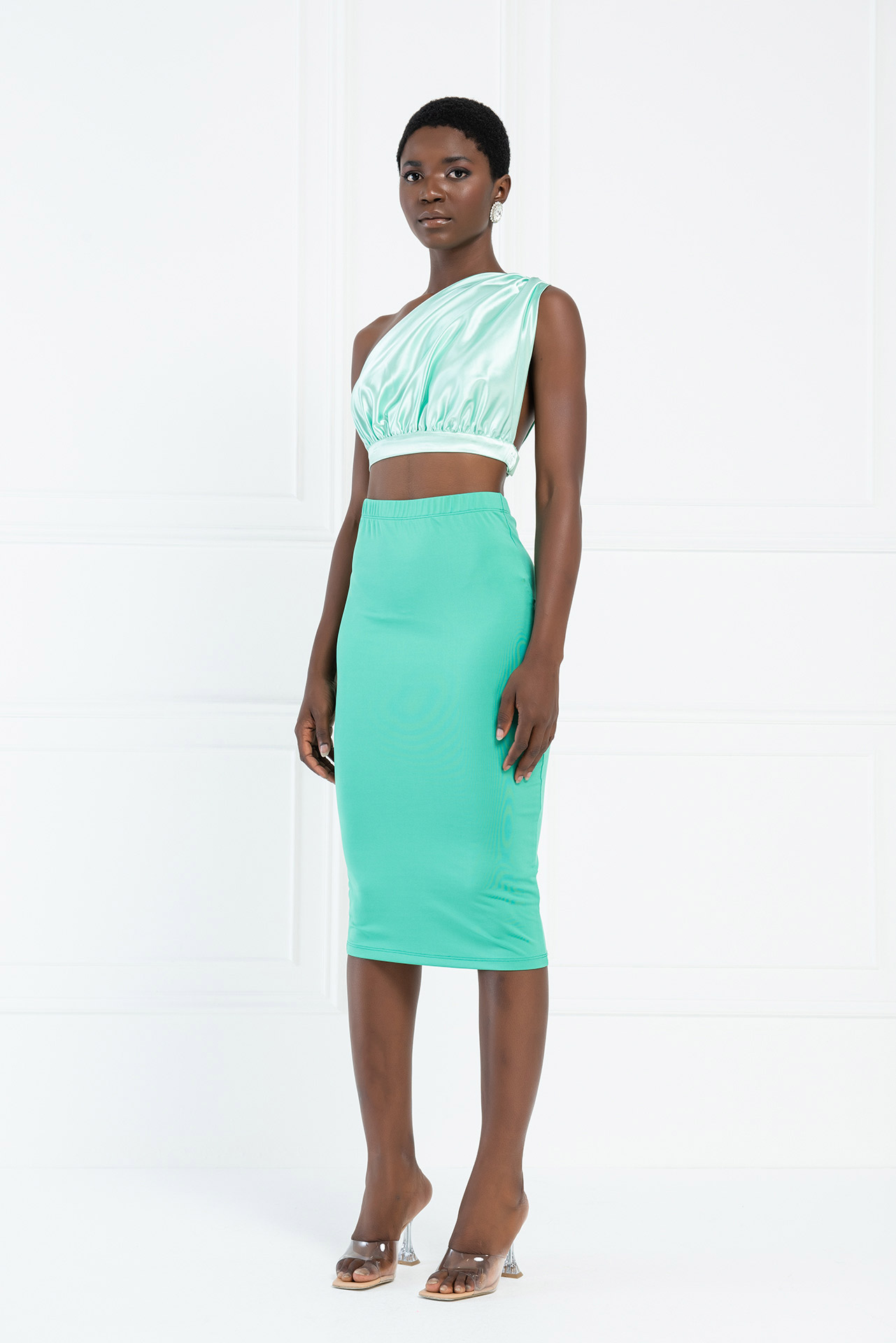 Wholesale New Green Midi Skirt