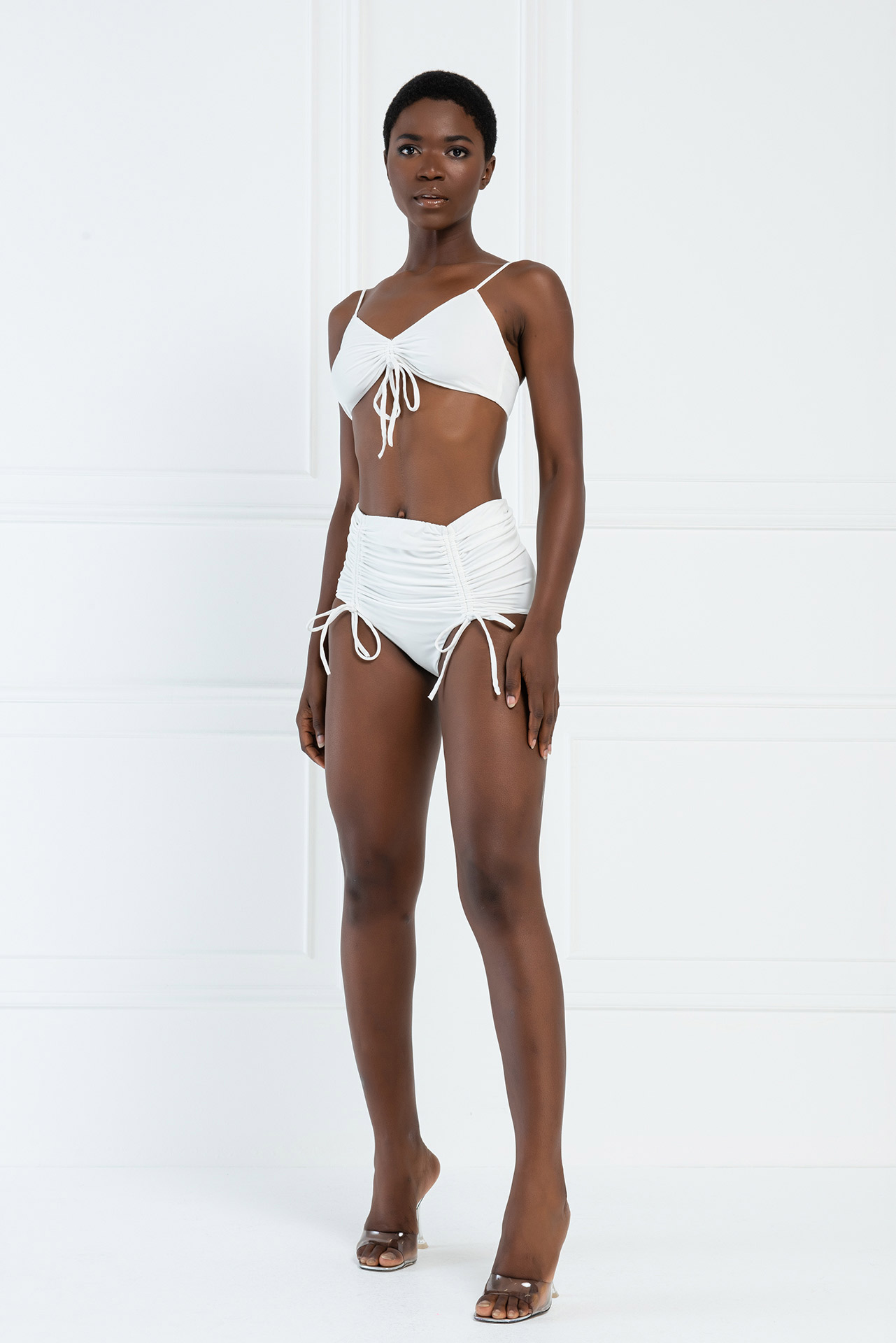 Wholesale Offwhite Ruched Bikini Set