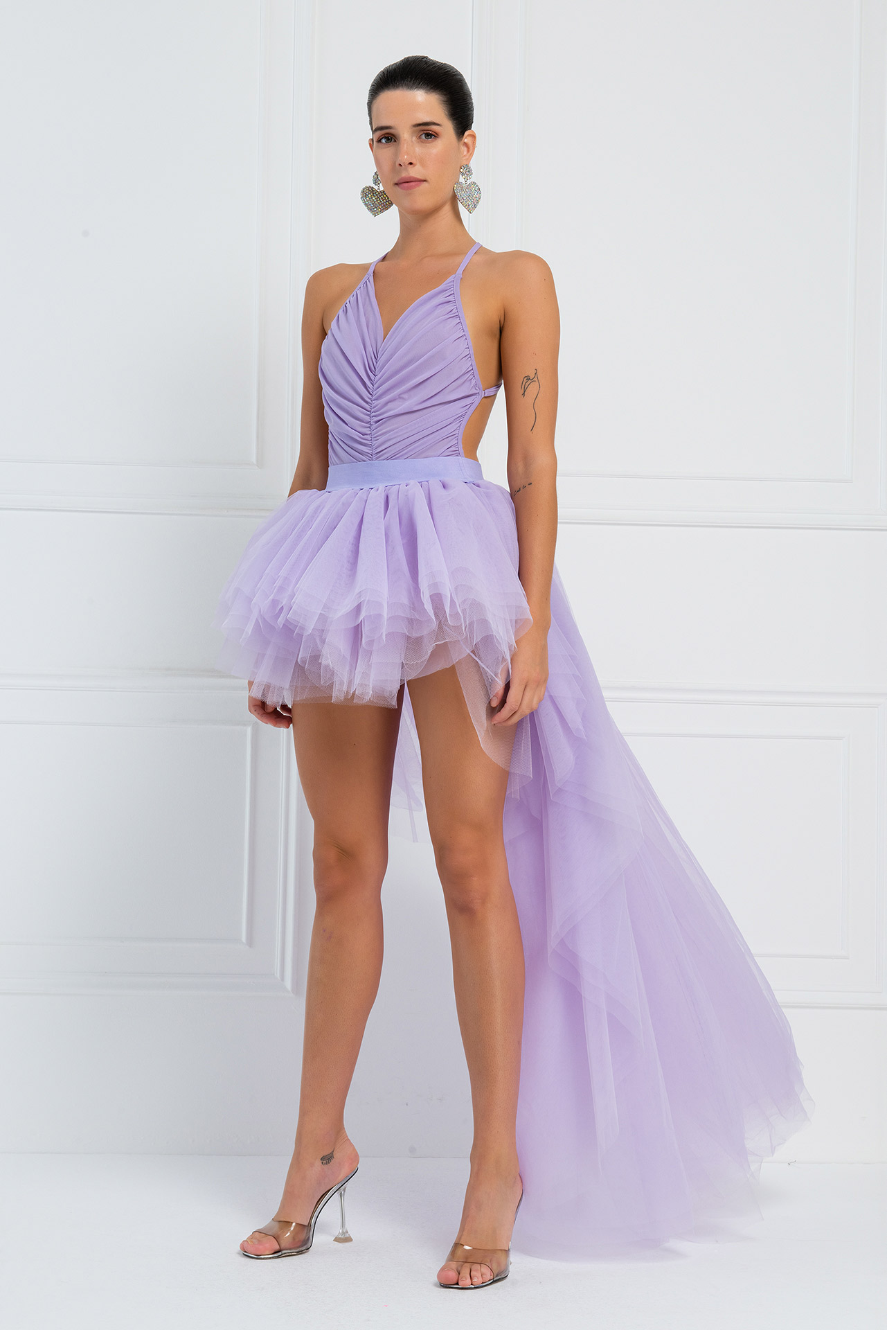 Wholesale High Low New Lilac Tulle Skirt