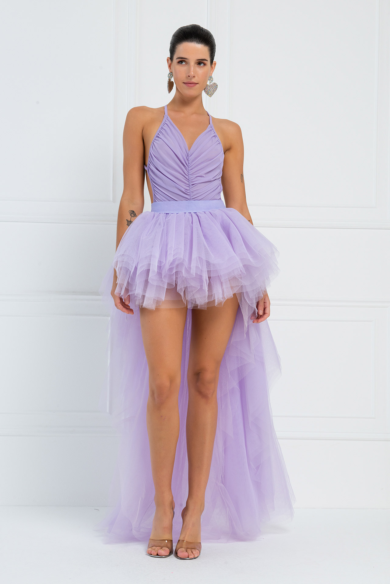 Wholesale High Low New Lilac Tulle Skirt