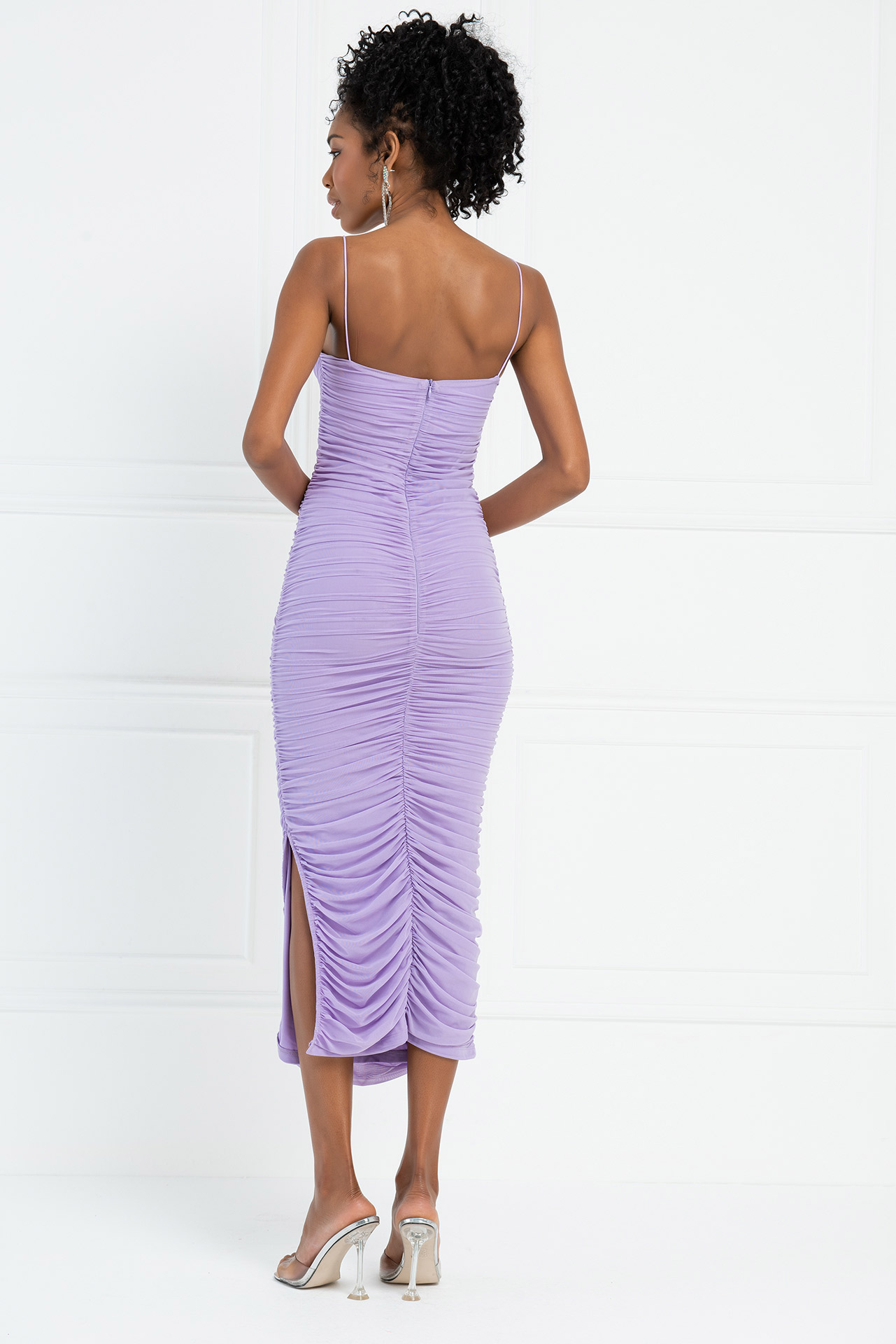 Lilac Ruched Cami Dress