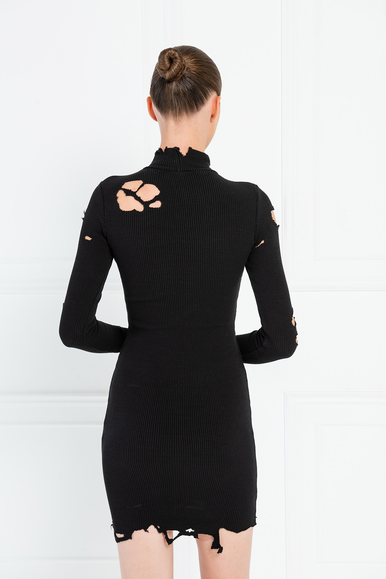 Wholesale Long Sleeve Black Mini Dress