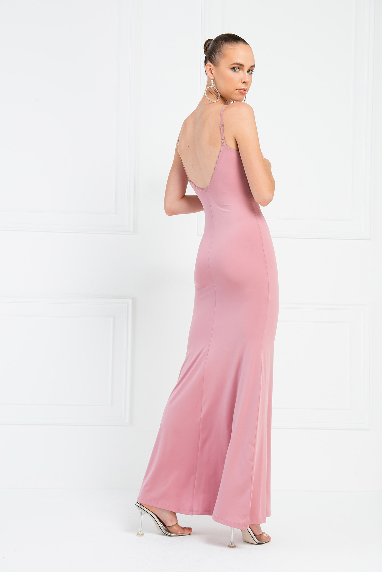 оптовая Light Rose Платье Макси с V-Образным Вырезом