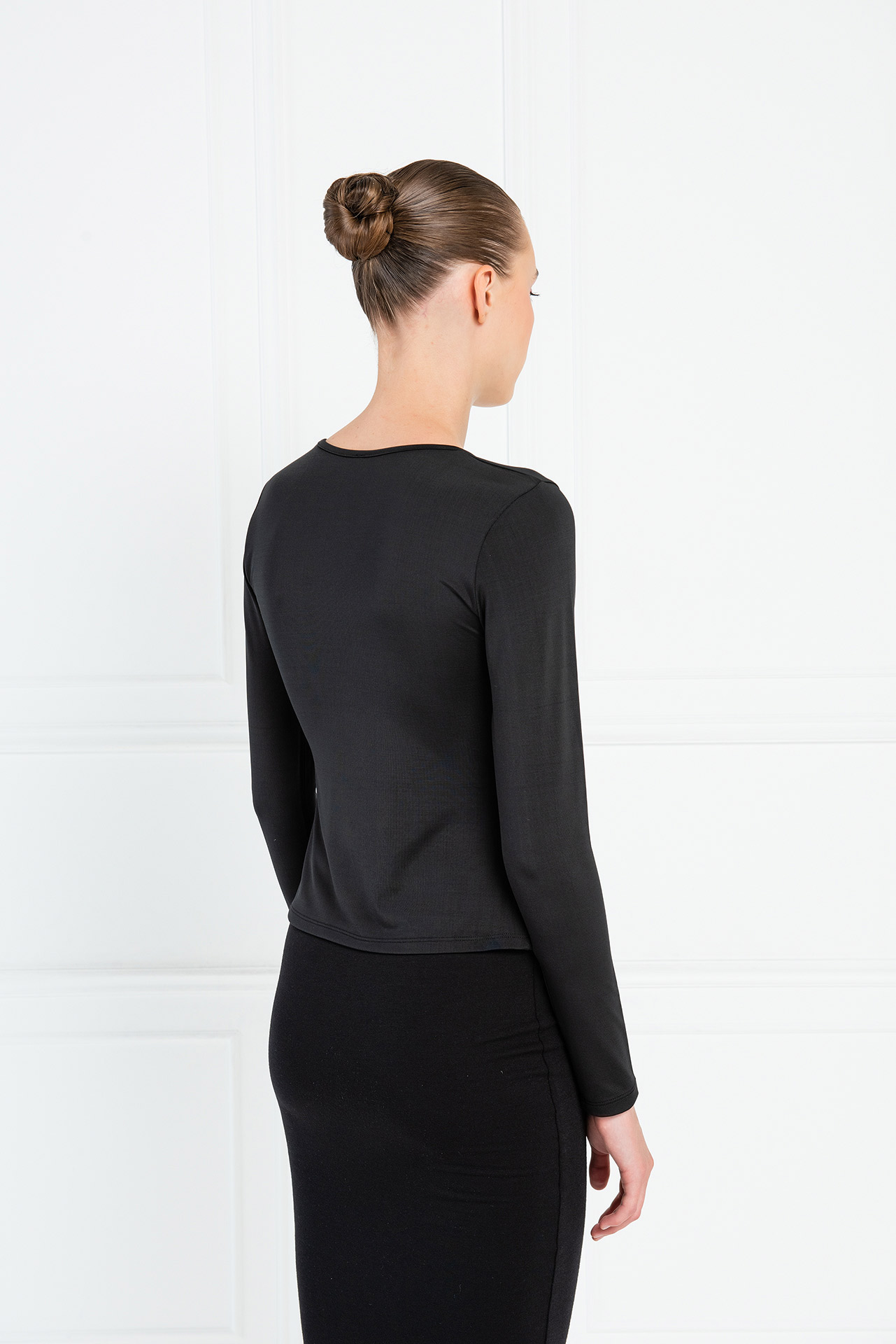 Open Tie-Front Black Top