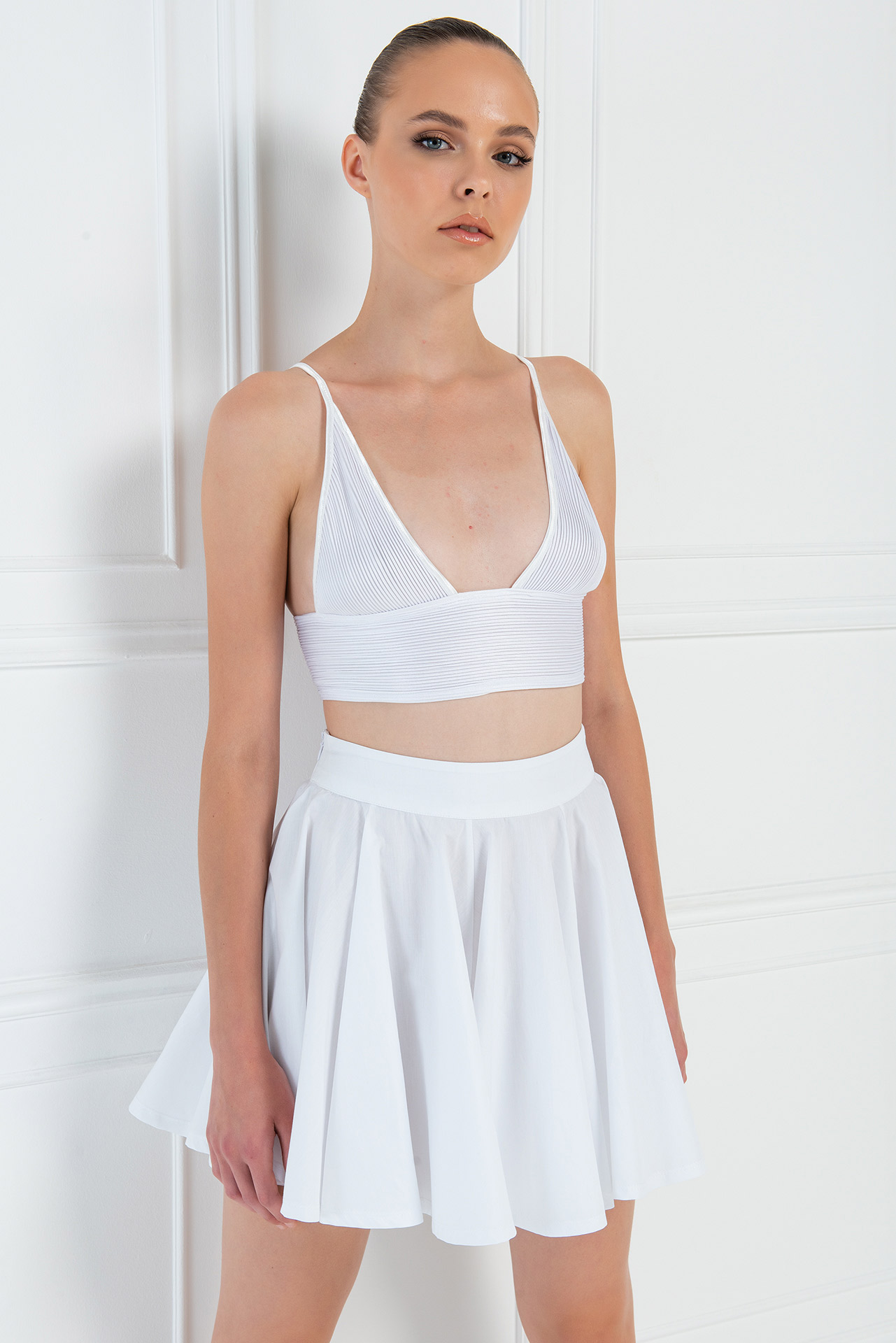 Wholesale White Flare Mini Skirt