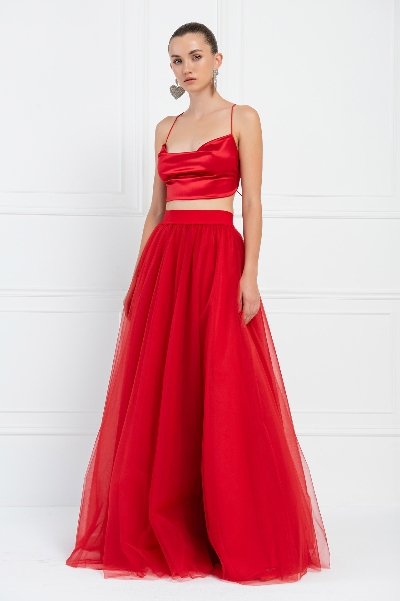 Red Tulle Maxi Skirt