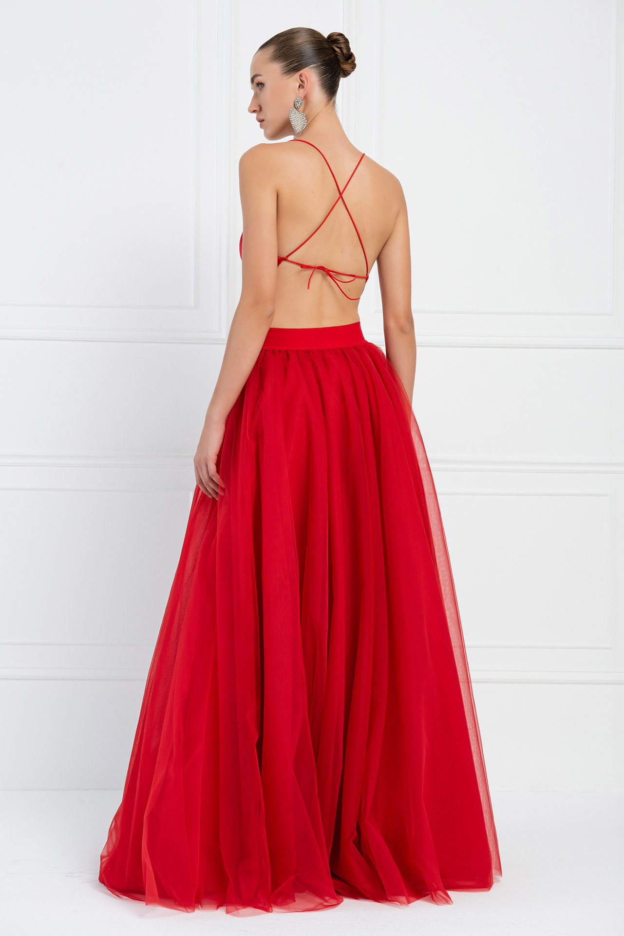 Red Tulle Maxi Skirt