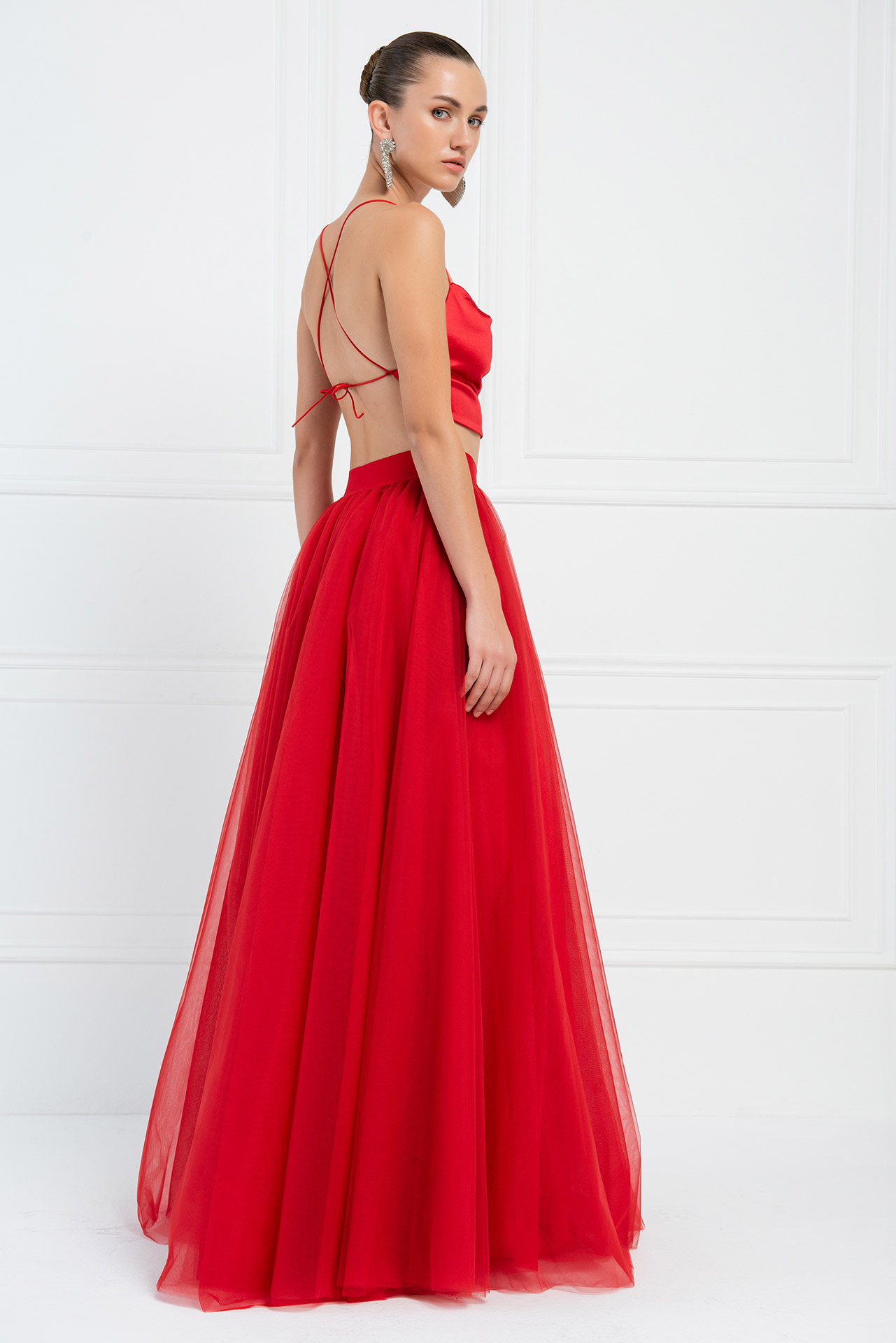 Red Tulle Maxi Skirt