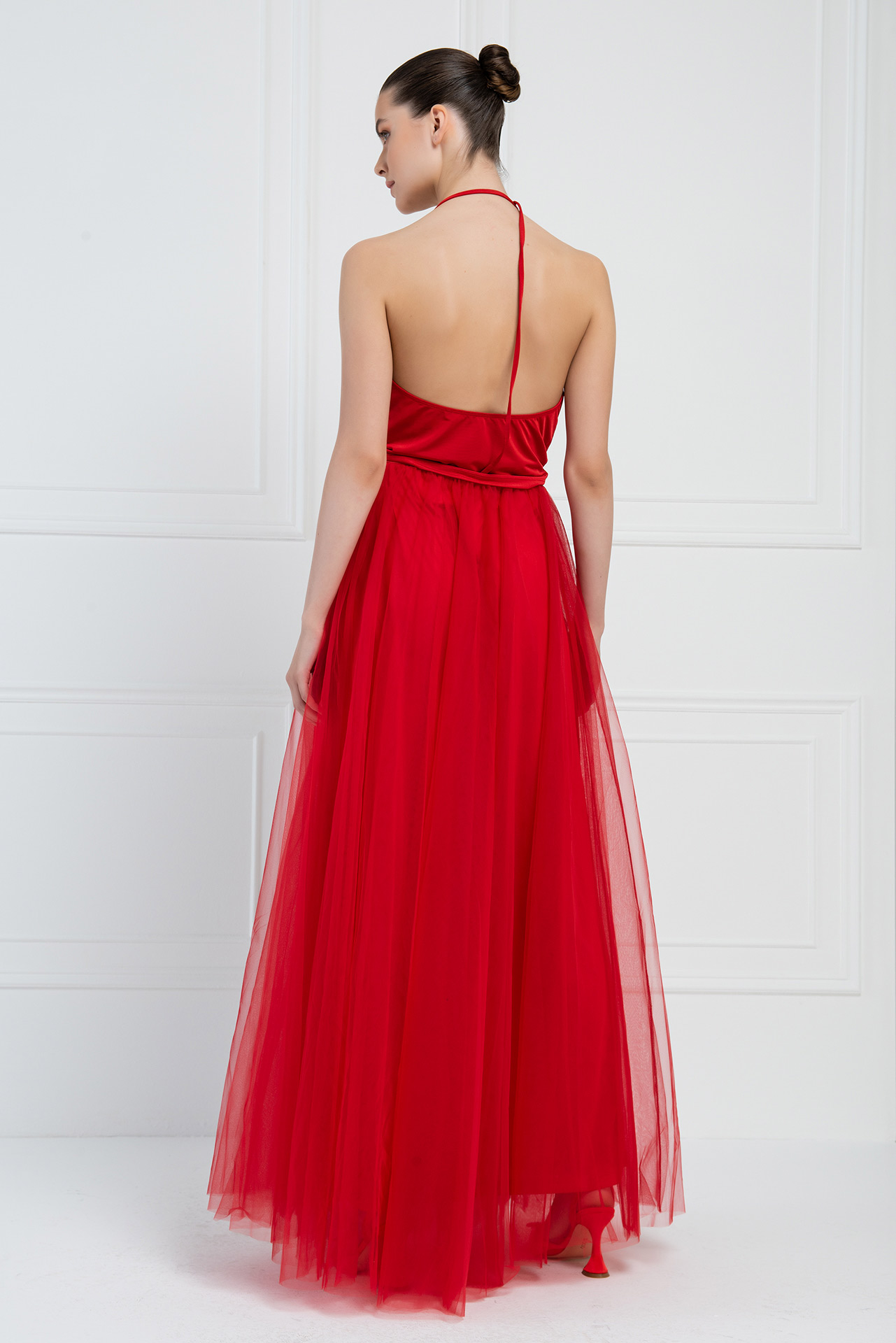 Red Maxi Tulle Skirt