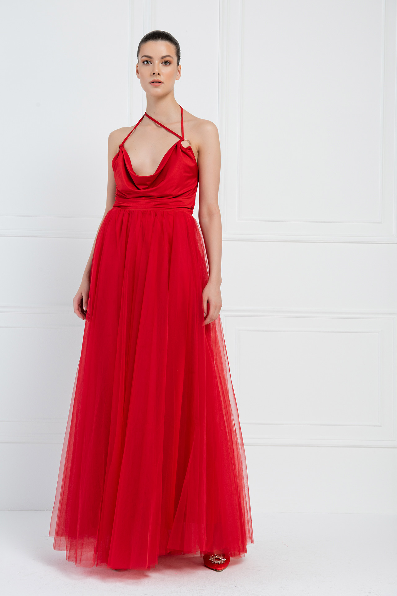 Wholesale Red Maxi Tulle Skirt