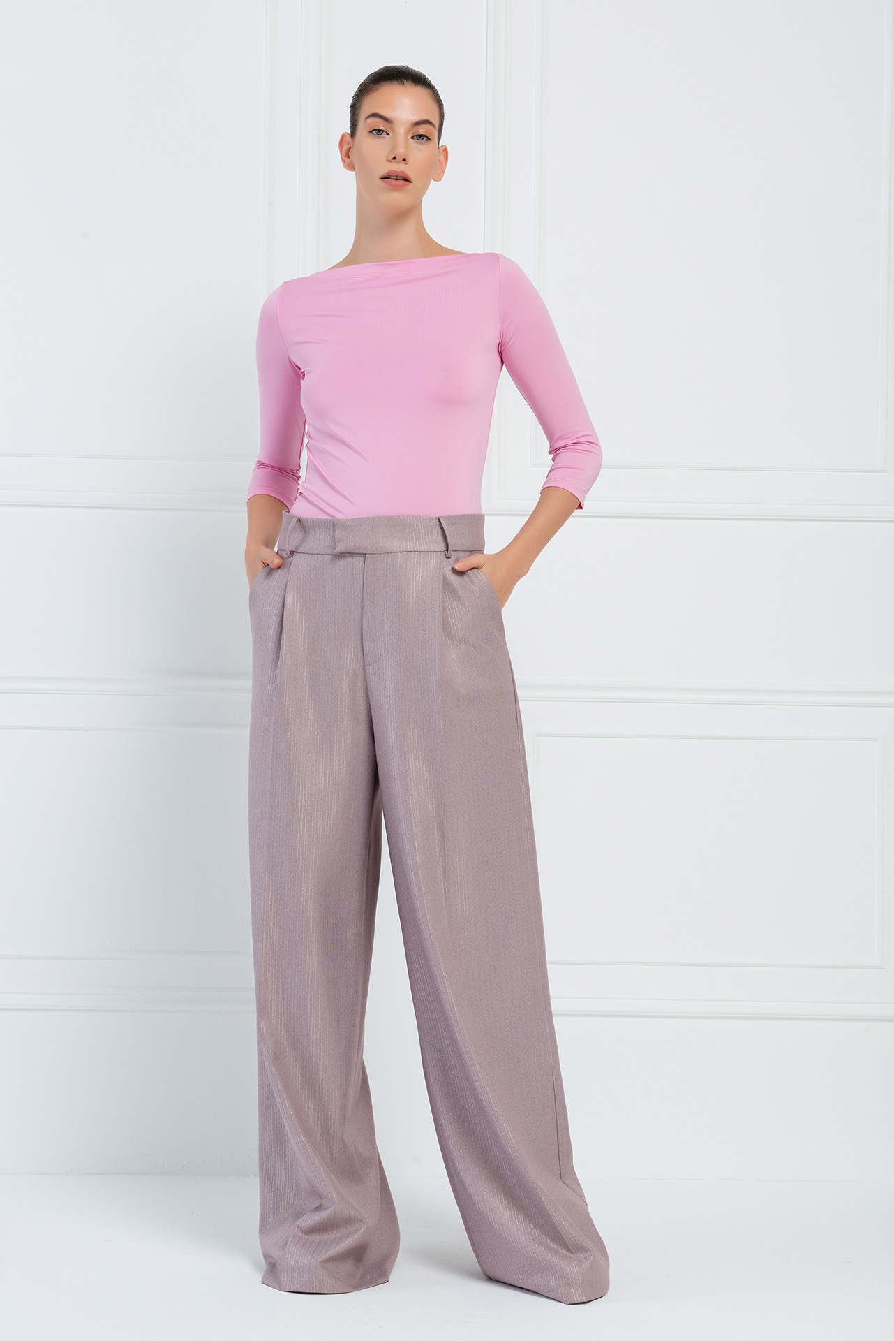 Wholesale New Pink Three-Quarter Sleeve Top