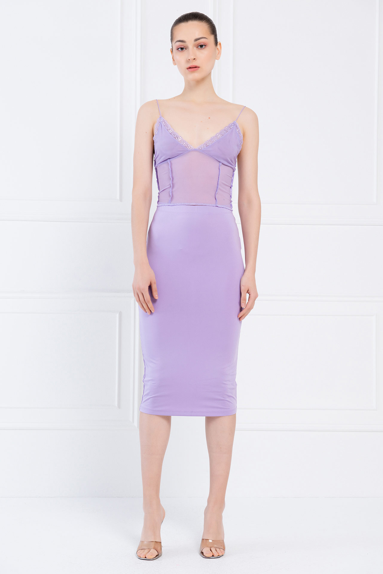 Wholesale New Lilac Mesh Cropped Cami
