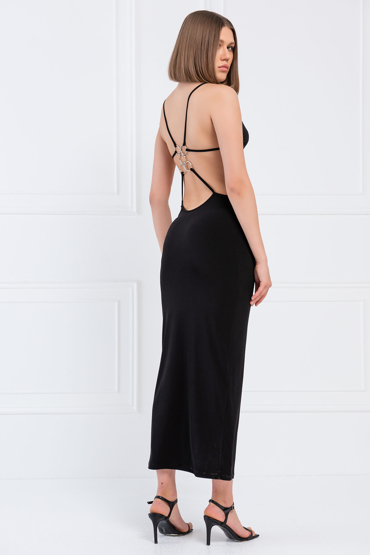 Wholesale Black Backless Cut Out Maxi Dress