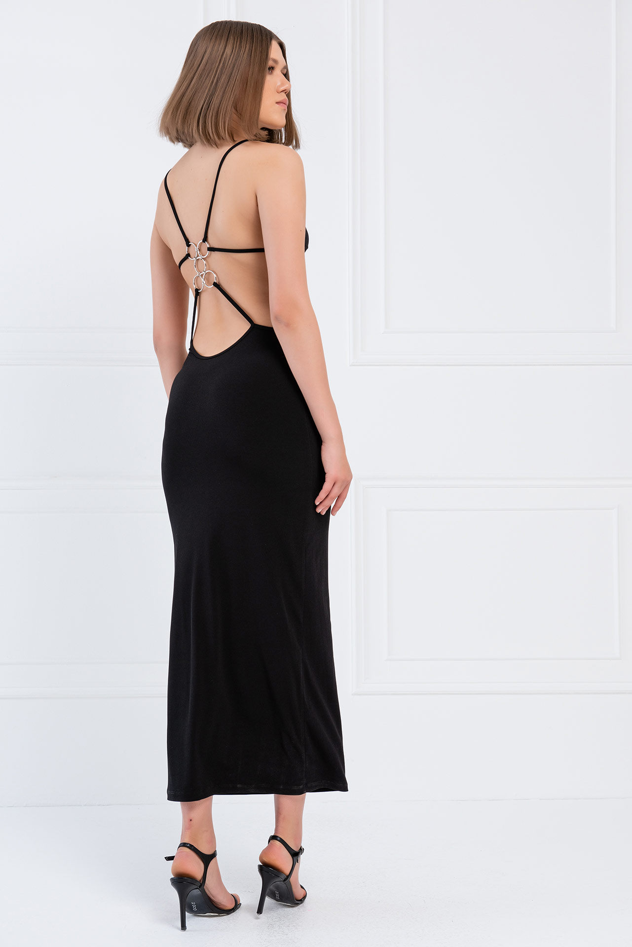 Black Backless Cut Out Maxi Dress