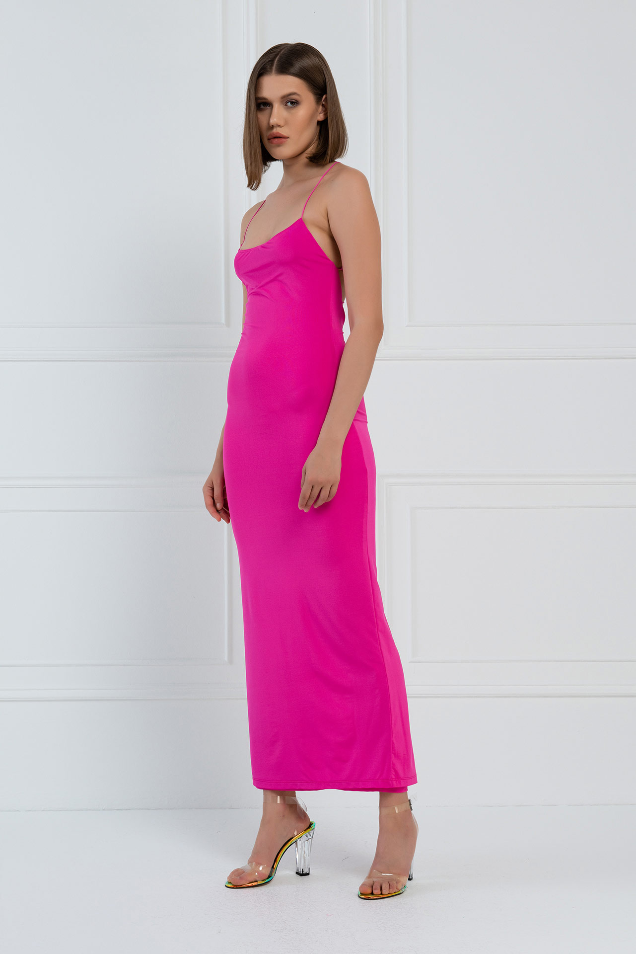 Wholesale New Fuschia Crisscross-Back Maxi Dress