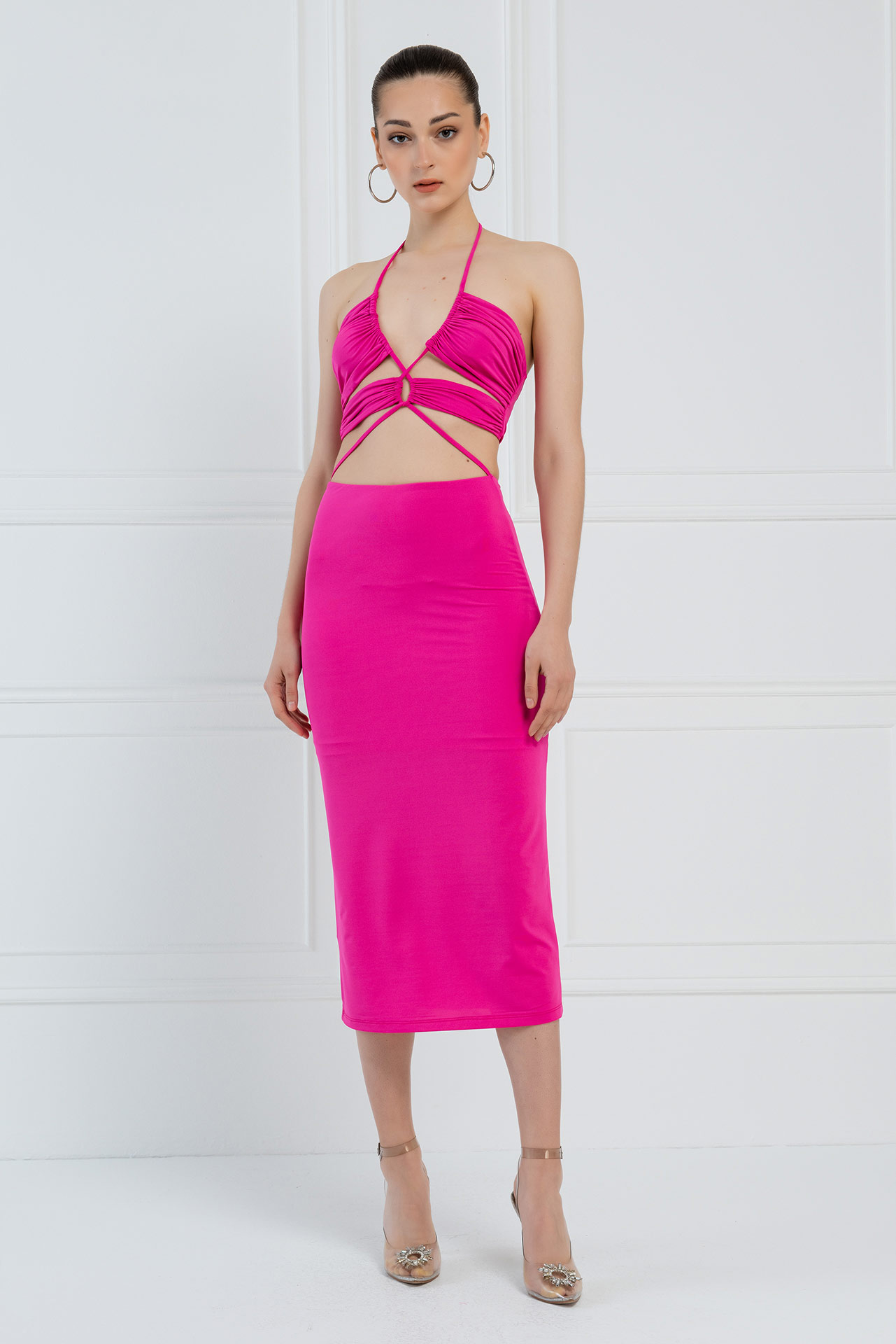 Wholesale New Fuschia Strappy Cut Out Dress