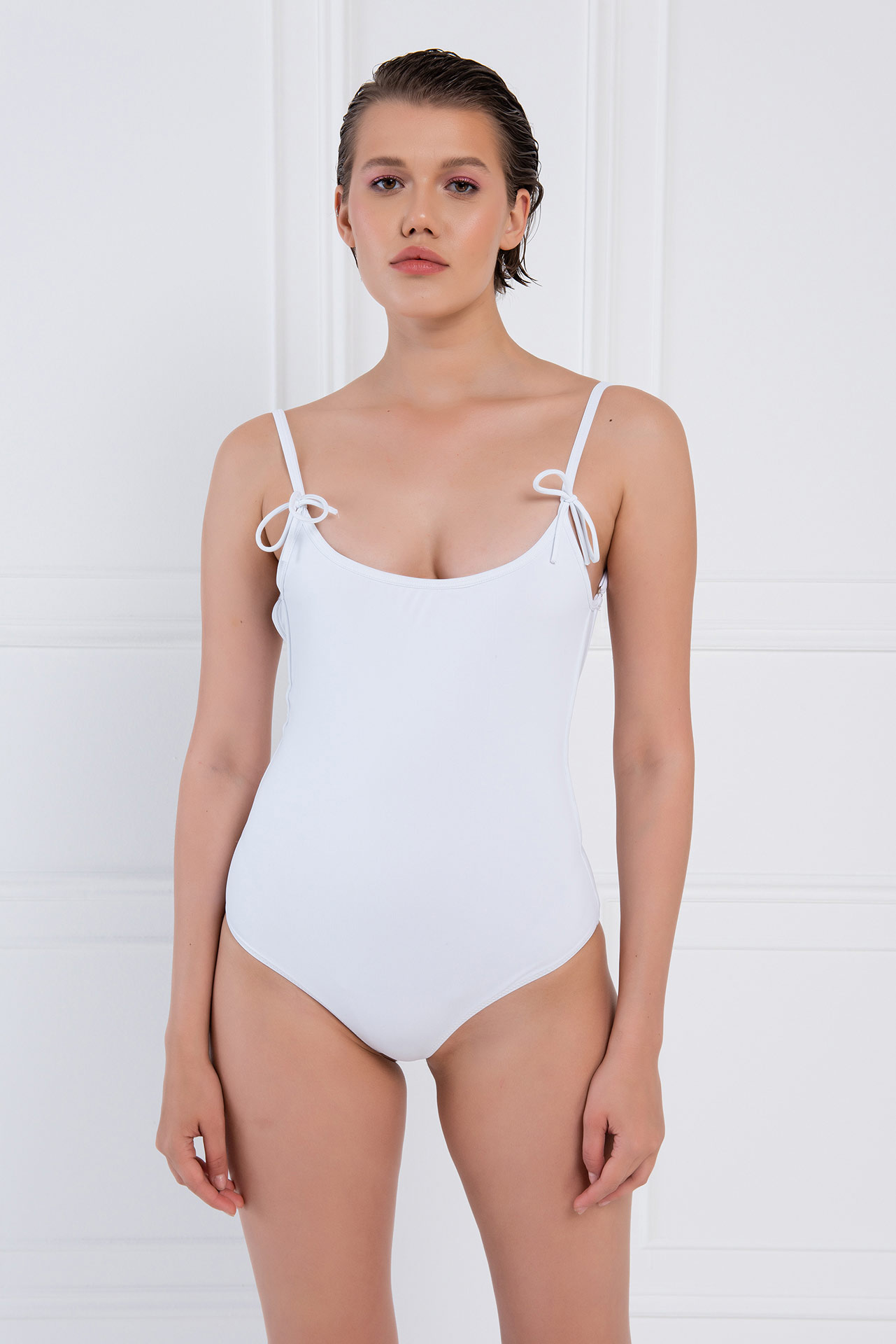 Wholesale White Tie-Accent Cami Swimsuit