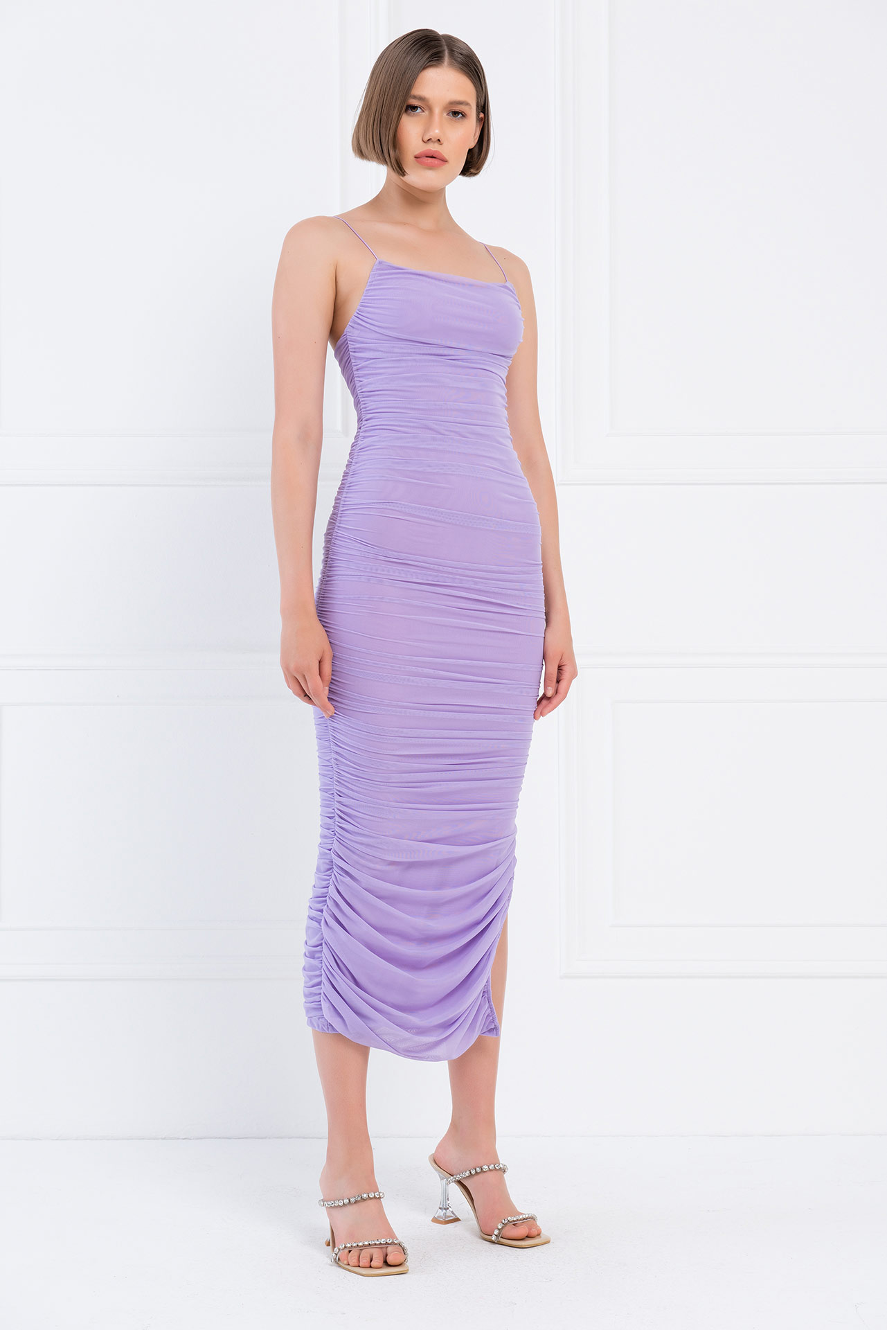 Wholesale New Lilac Ruched Cami Dress