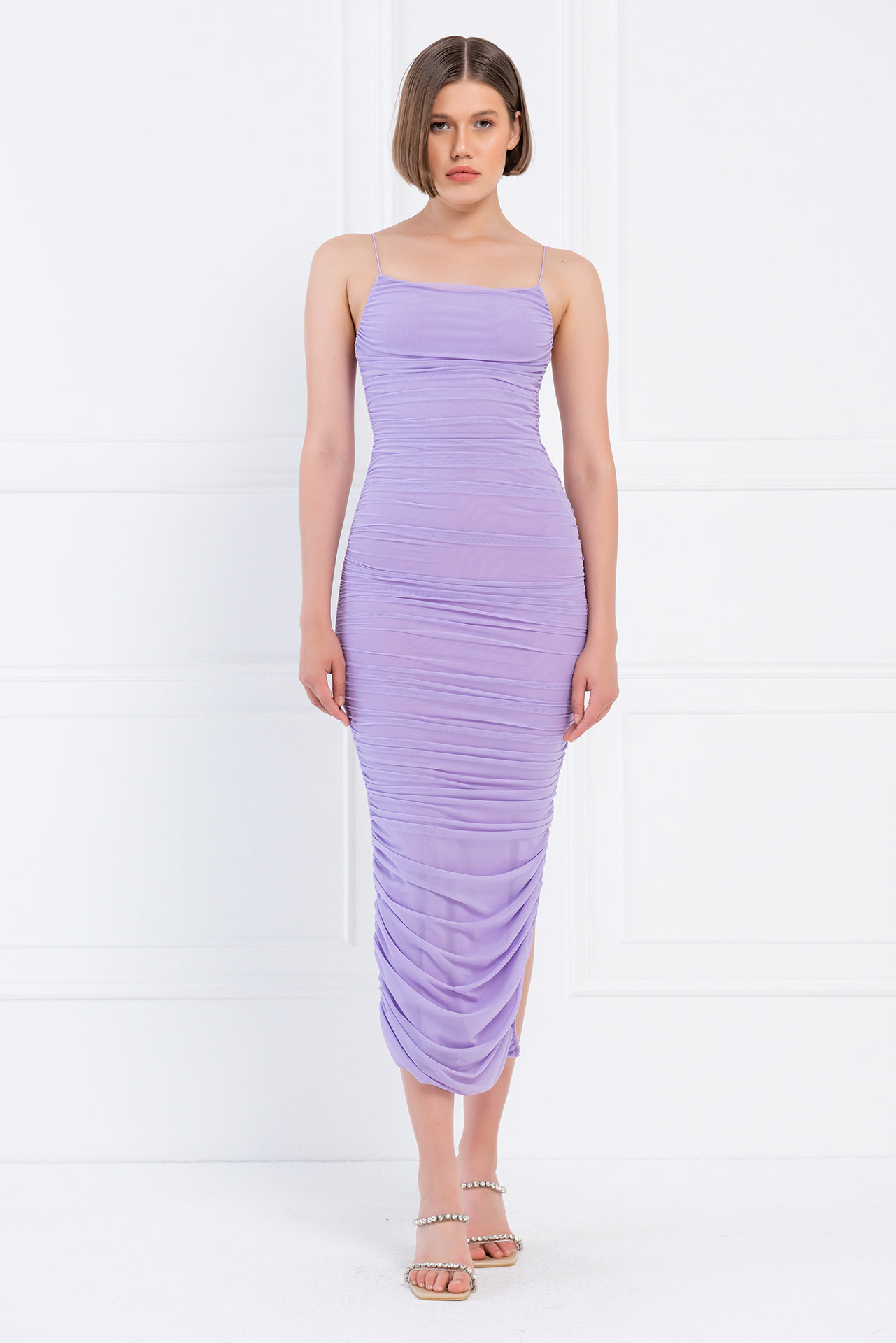 Wholesale New Lilac Ruched Cami Dress