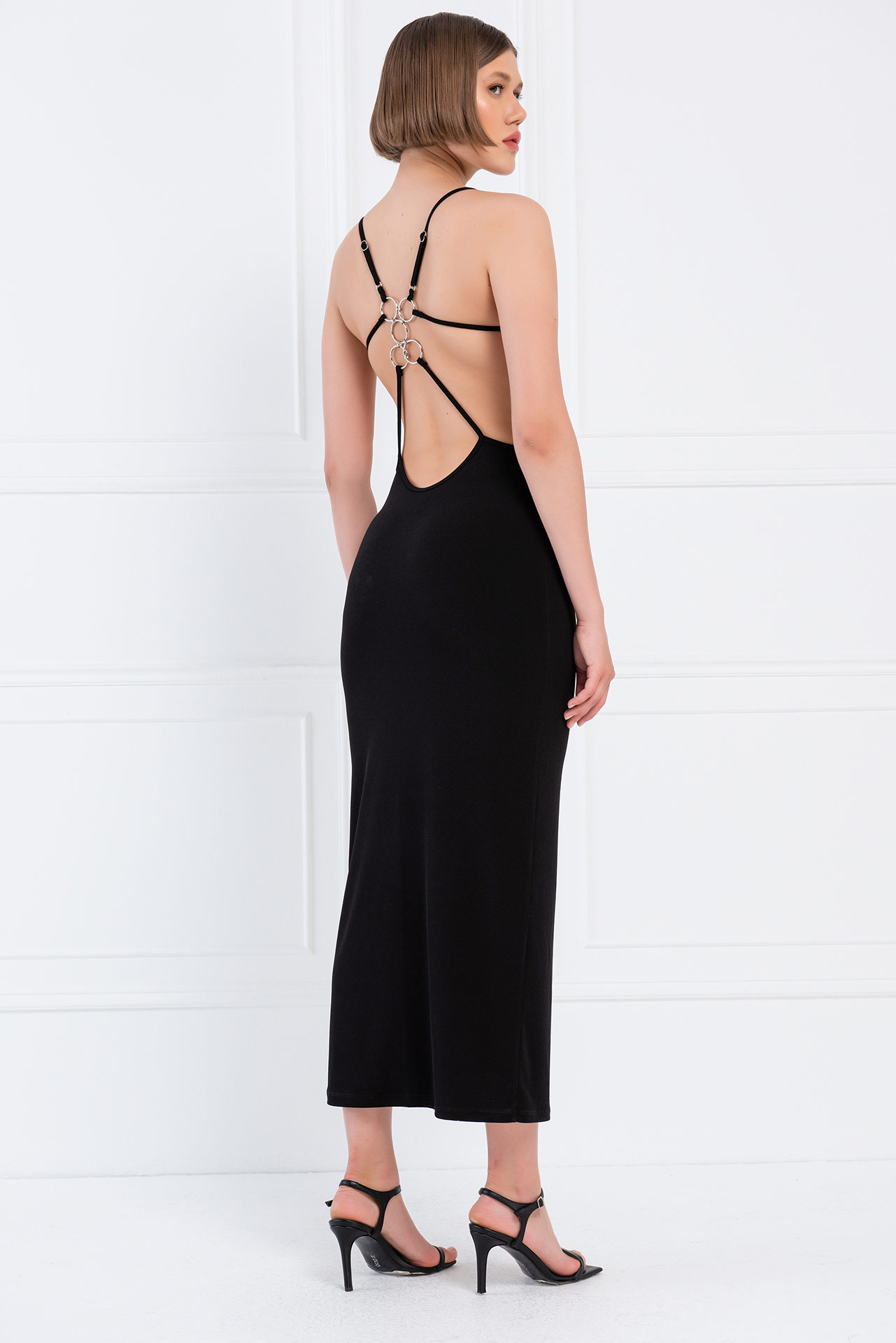 Wholesale Black Backless Cut Out Maxi Dress