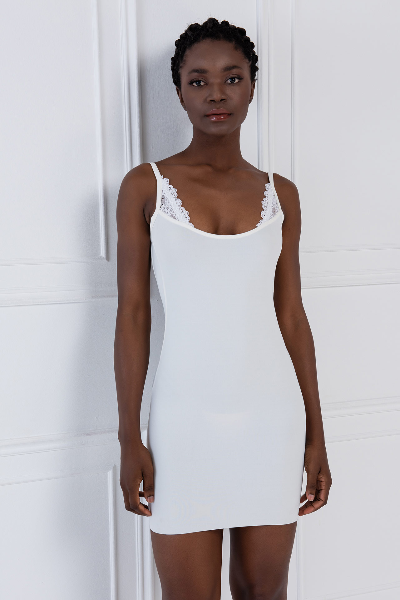 Wholesale Bodycon Offwhite Shoulder Straps Mini Dress