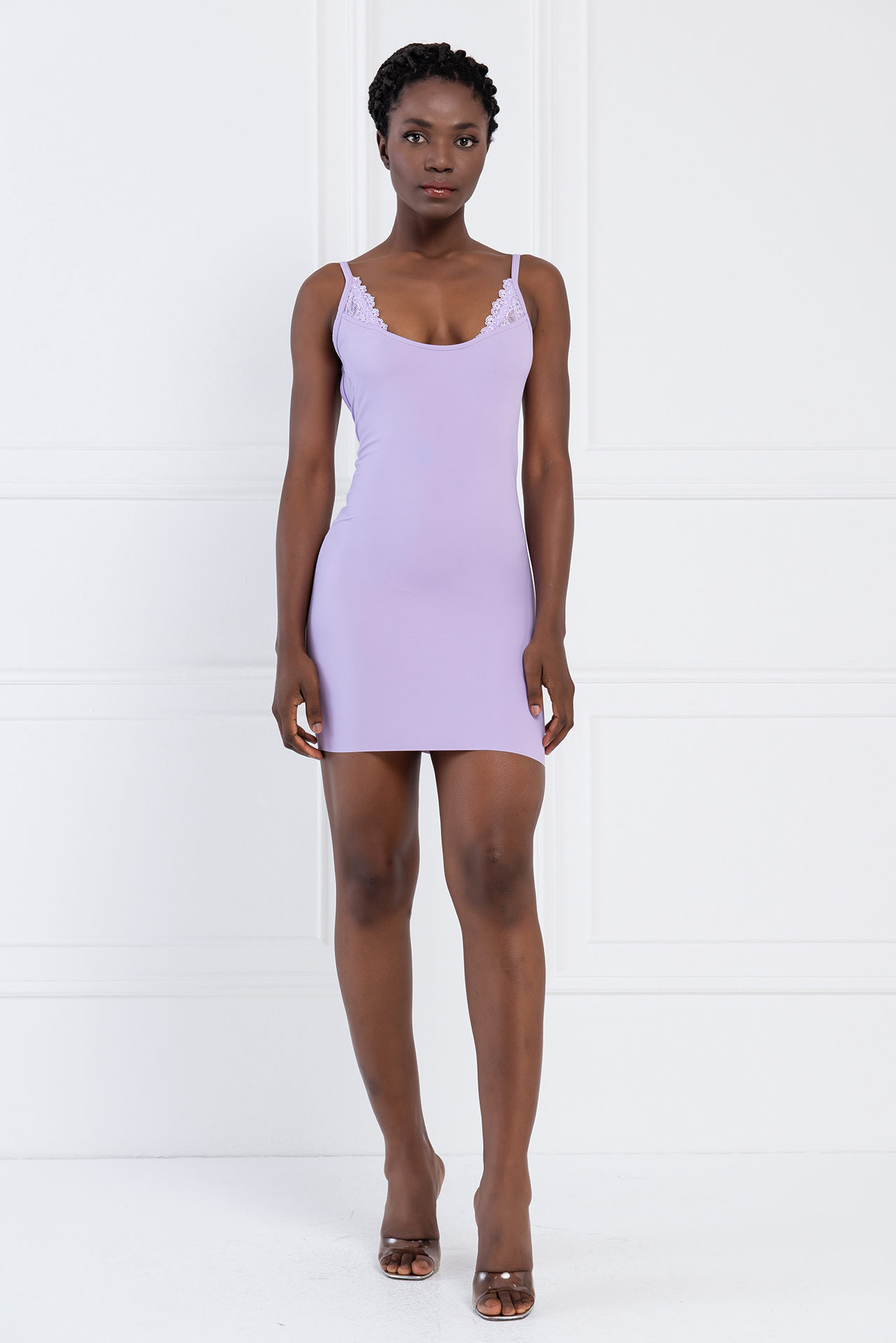 Bodycon Lilac Shoulder Straps Mini Dress