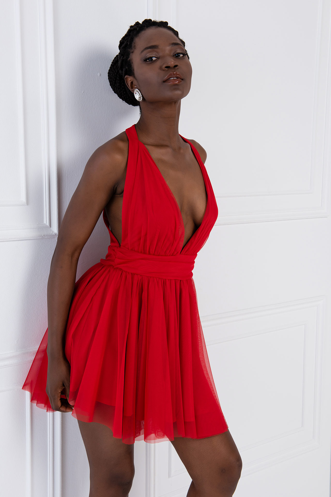 Wholesale Red Tulle Flare Dress