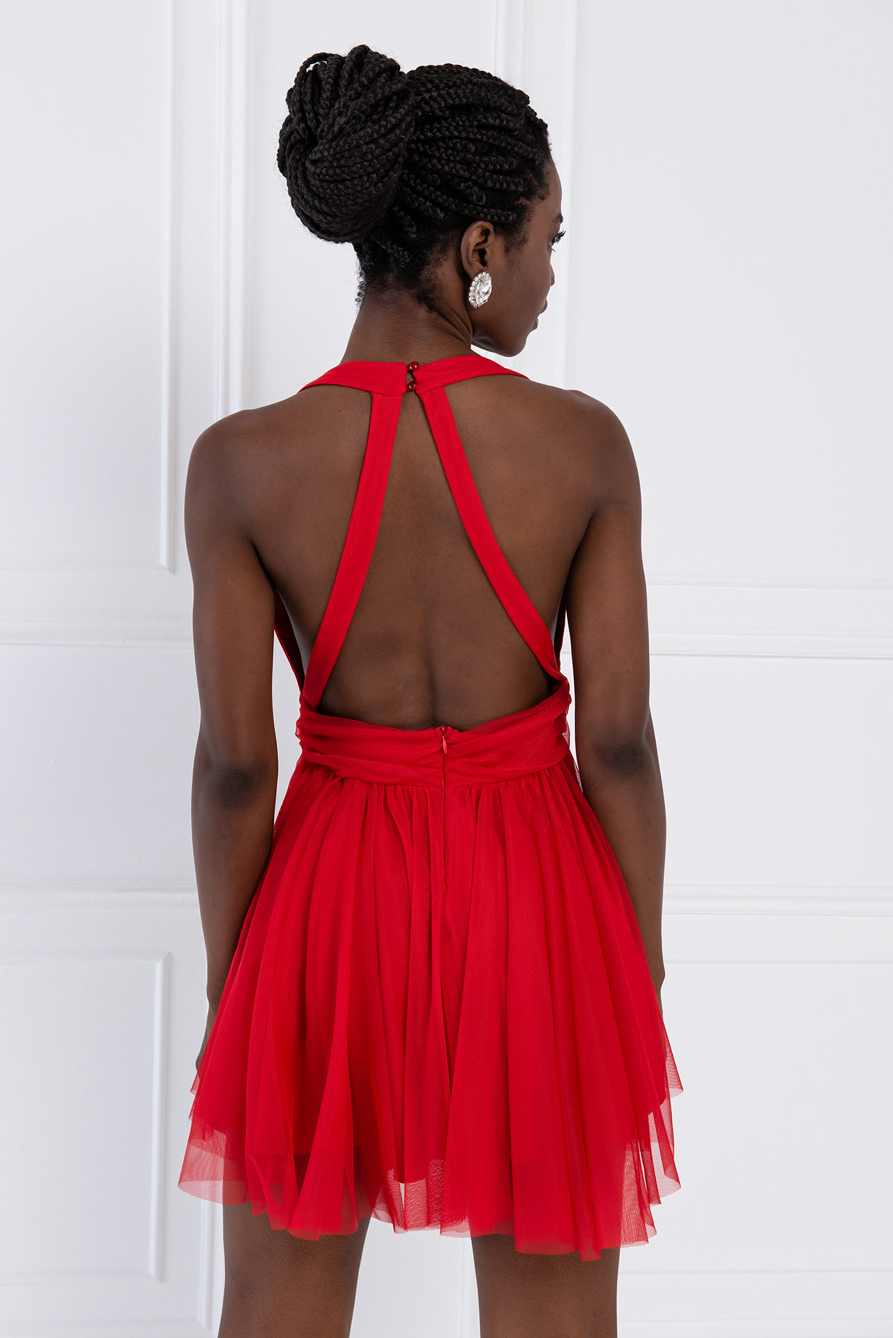 Red Tulle Flare Dress