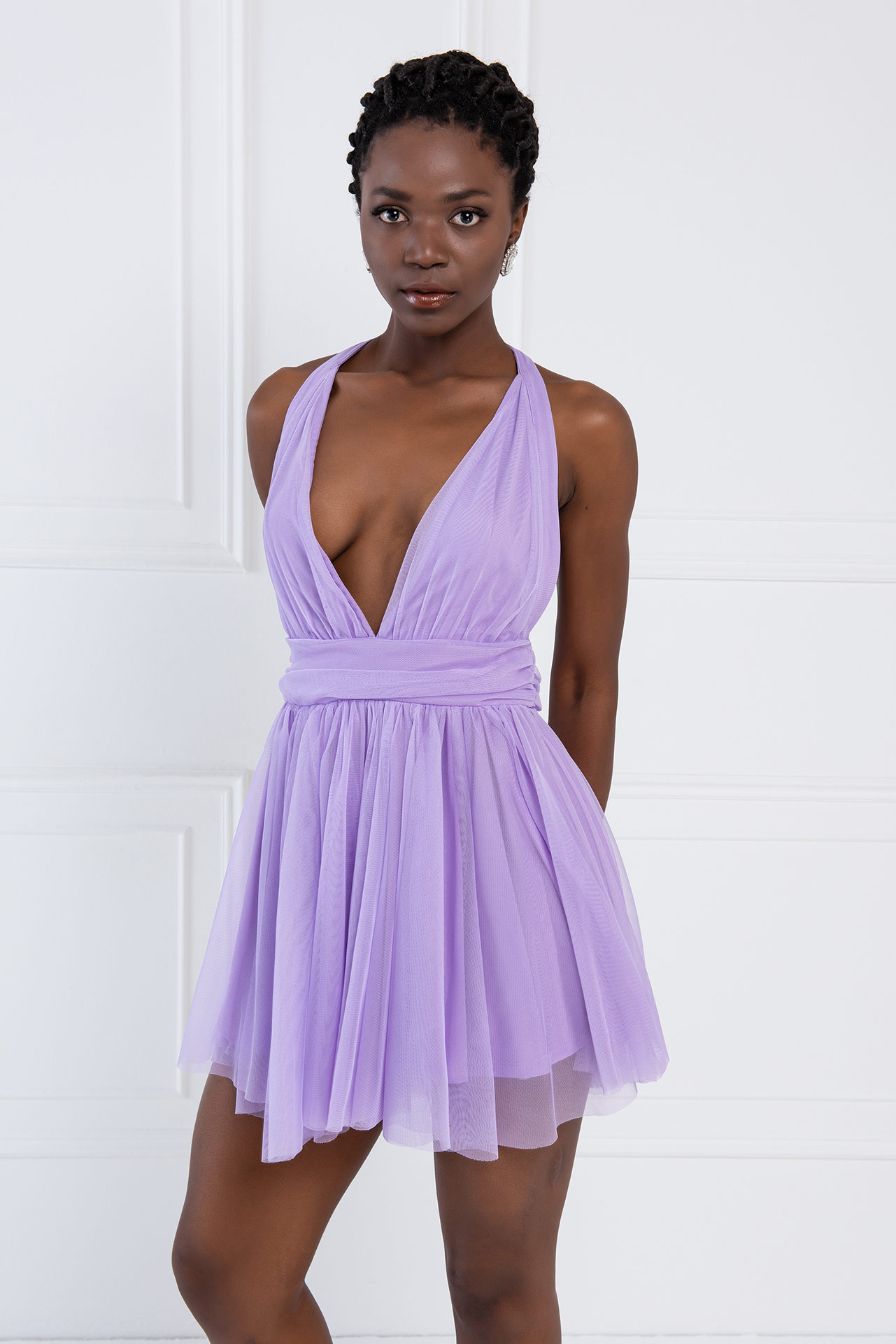 Wholesale New Lilac Tulle Flare Dress