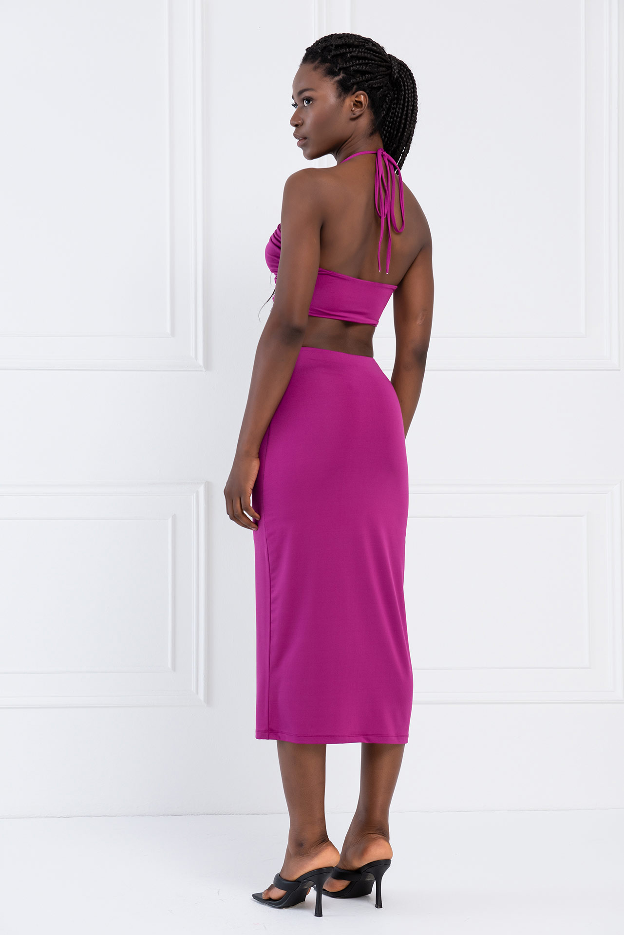 Wholesale Dark Violet Strappy Cut Out Dress