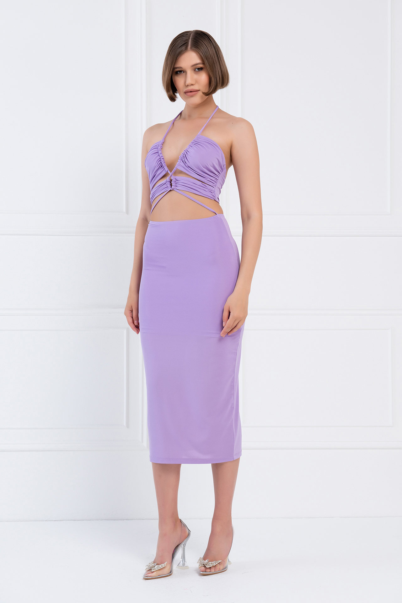 Wholesale New Lilac Strappy Cut Out Dress