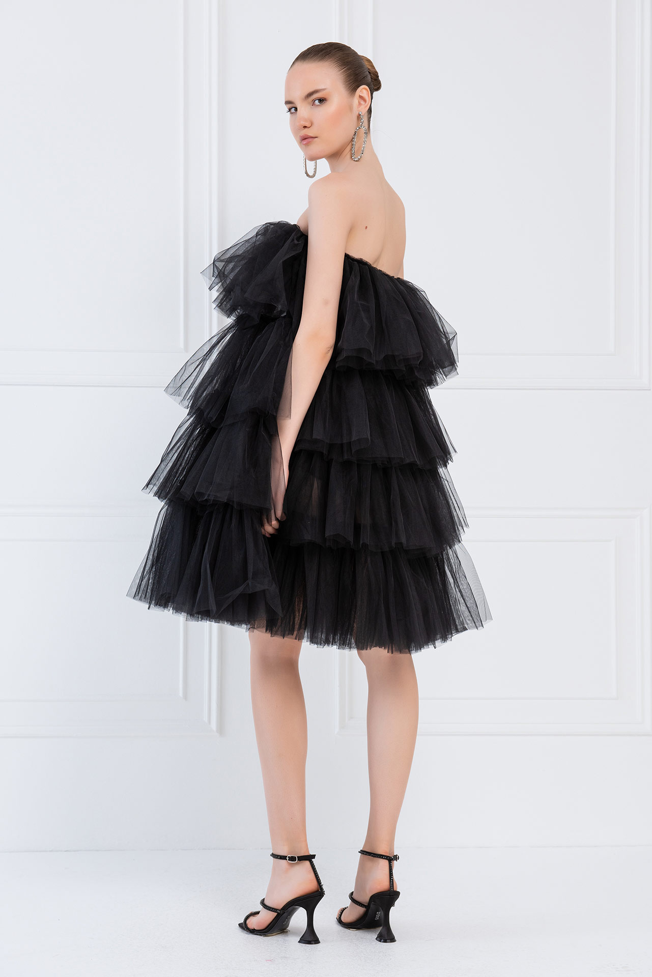 Wholesale Off The Shoulder Black Tulle Dress