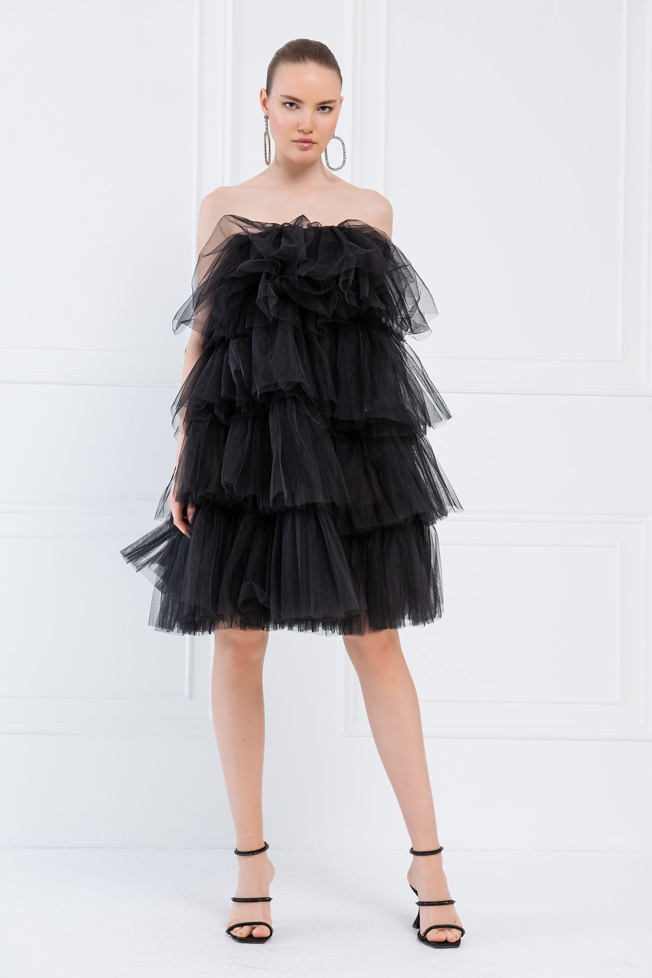 Wholesale Off The Shoulder Black Tulle Dress