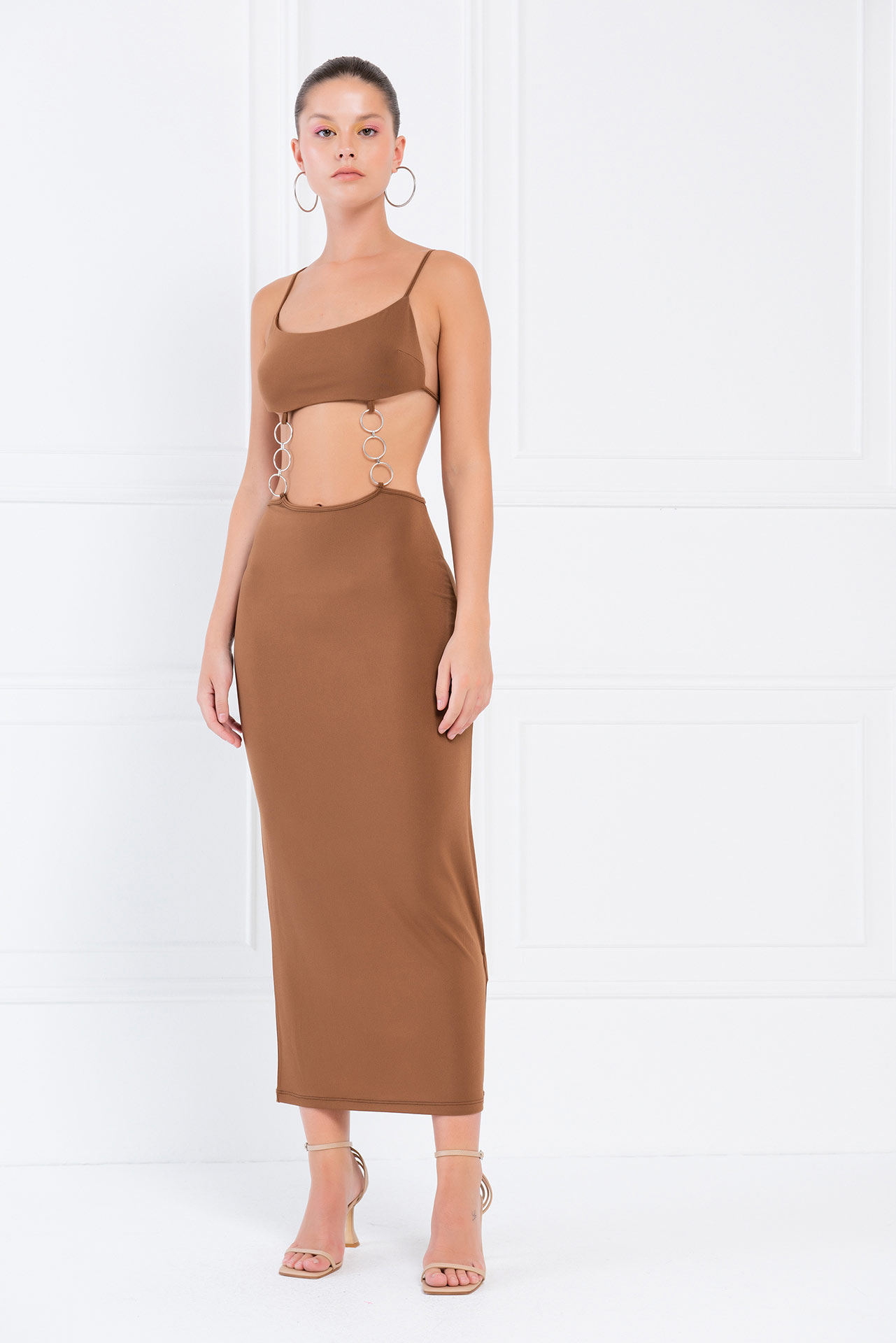 Wholesale Taba Backless Cut Out Maxi Dress