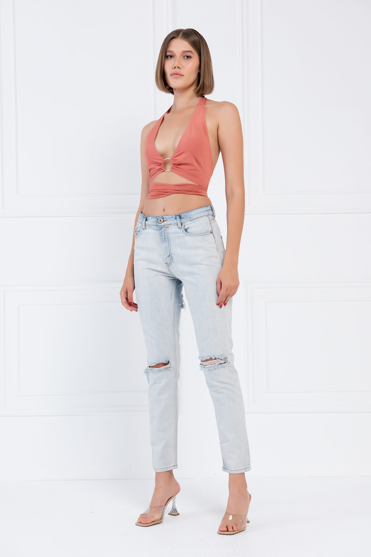 Clay Self-Tie Backless Top