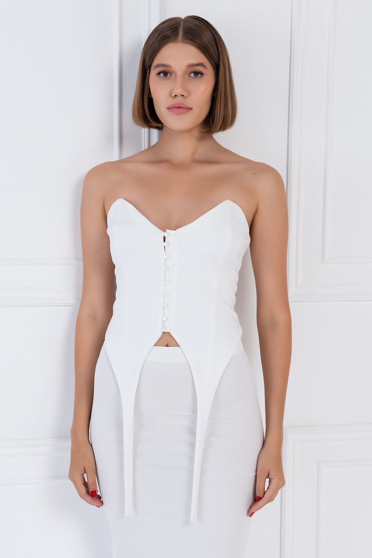 Wholesale Offwhite Strap-Accent Tube Top