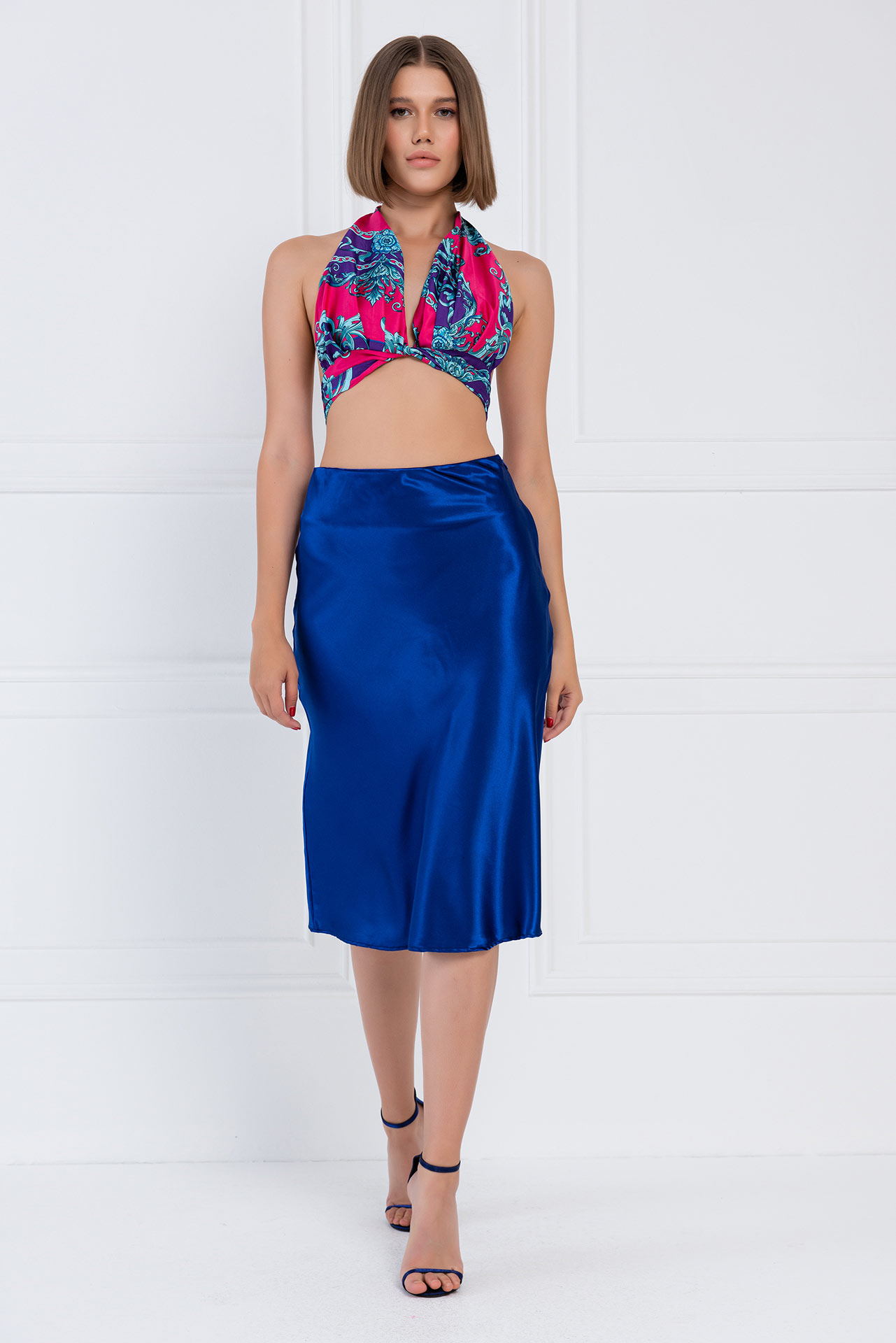 Saks Blue Pleated Skirt