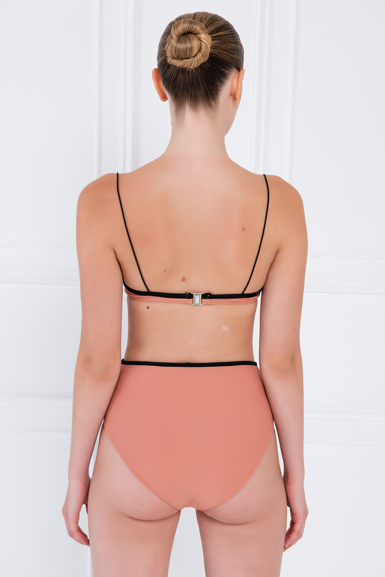 Wholesale Lace-Trim Bikini Set in Powder-Black