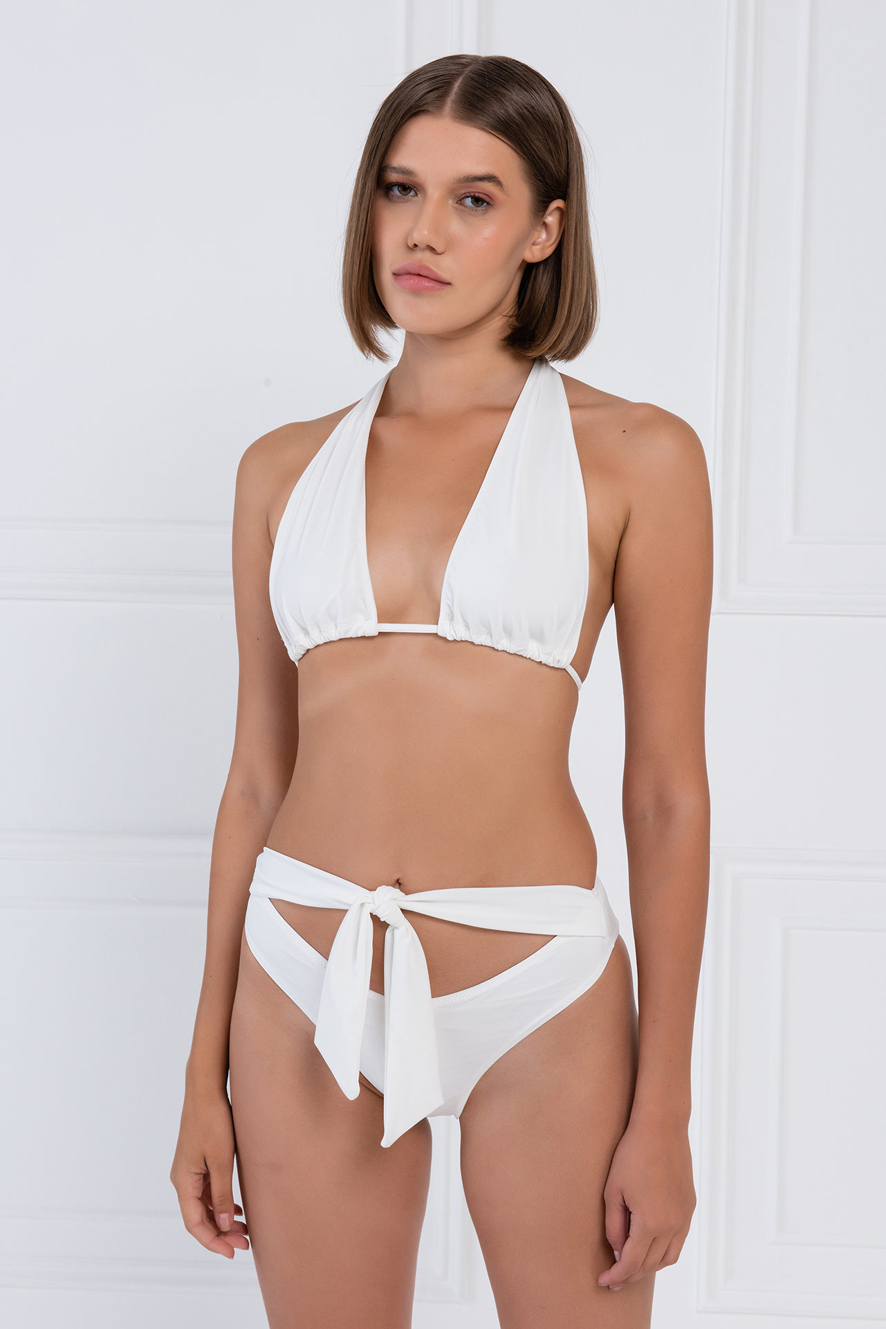Wholesale Offwhite Self-Tie Bikini Set