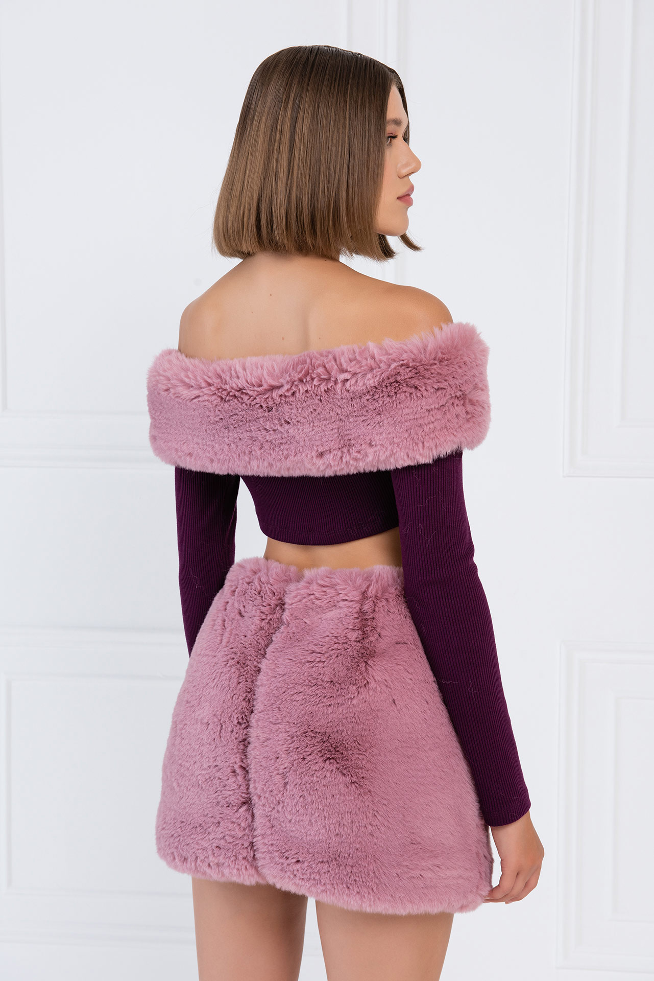 Murdum & Rose Fur-Trim Off-the-Shoulder Top