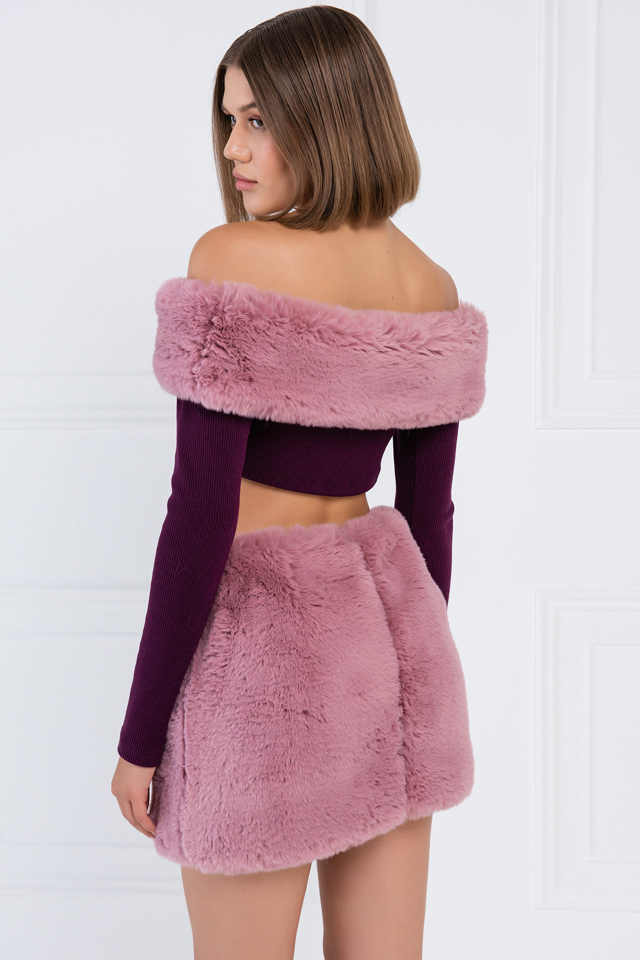 Murdum & Rose Fur-Trim Off-the-Shoulder Top