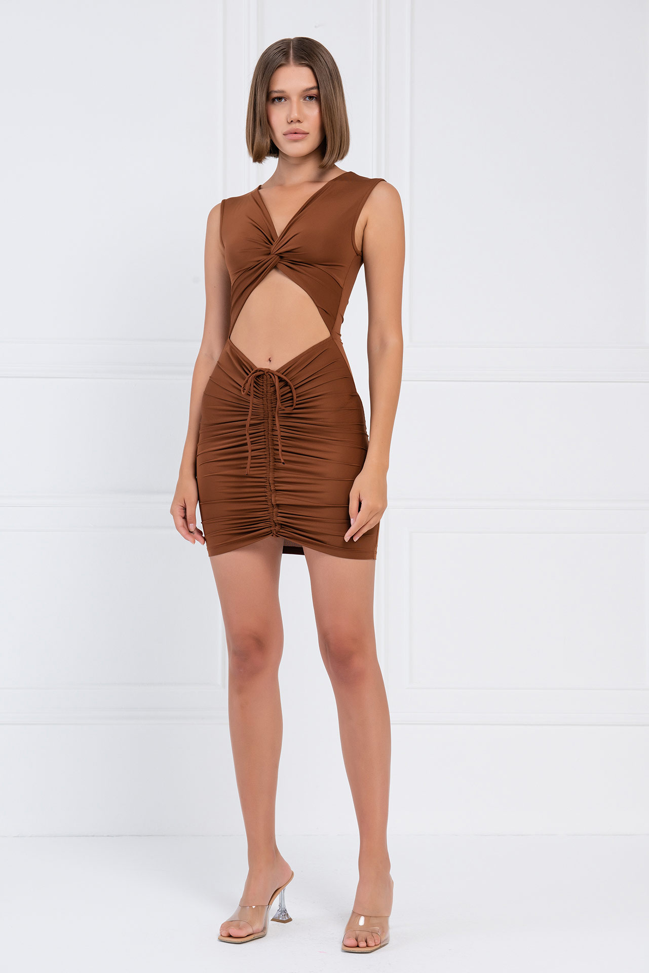 Taba Cut Out Front Sleeveless Dress