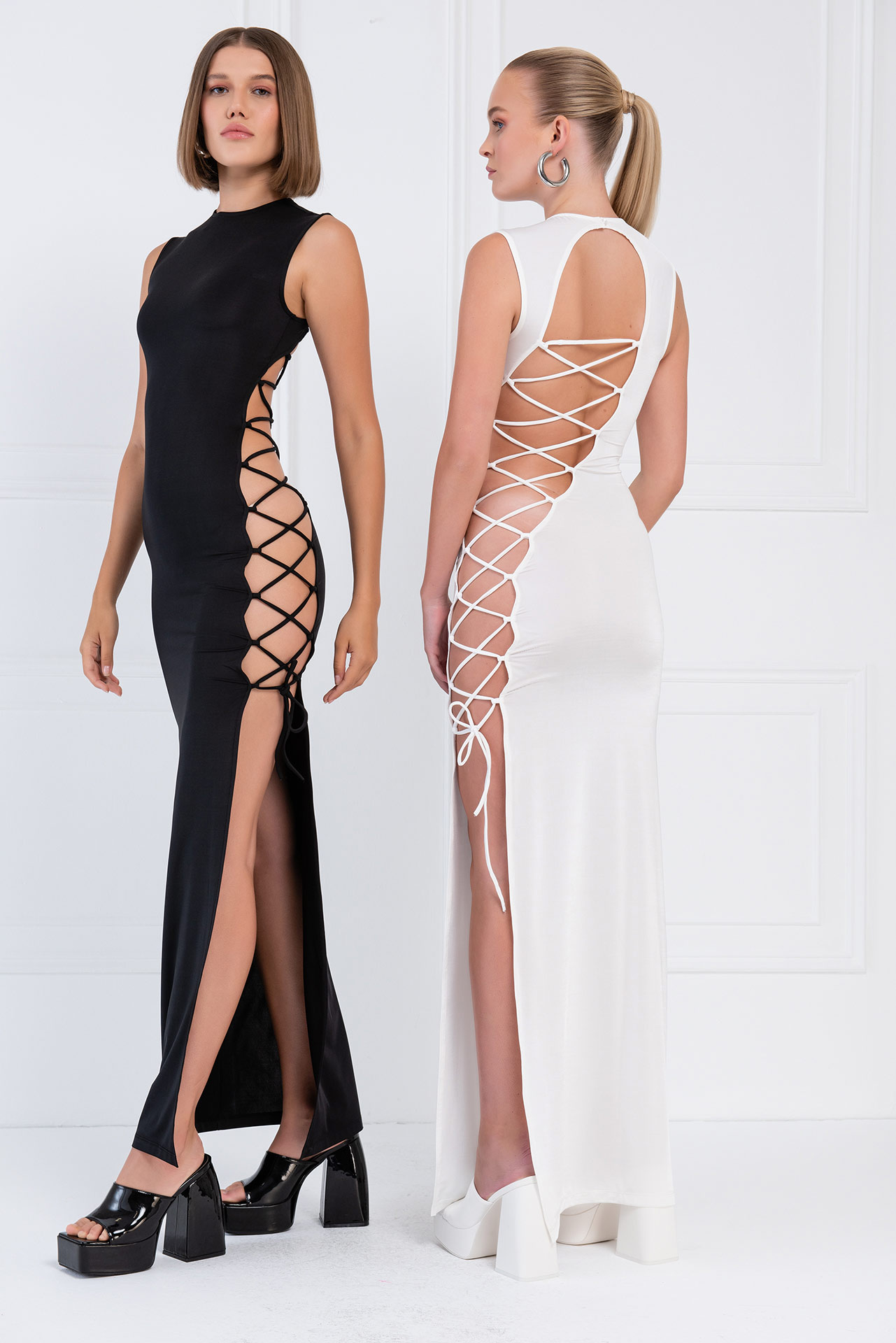 Wholesale Black Crisscross-Back Cut Out Dress